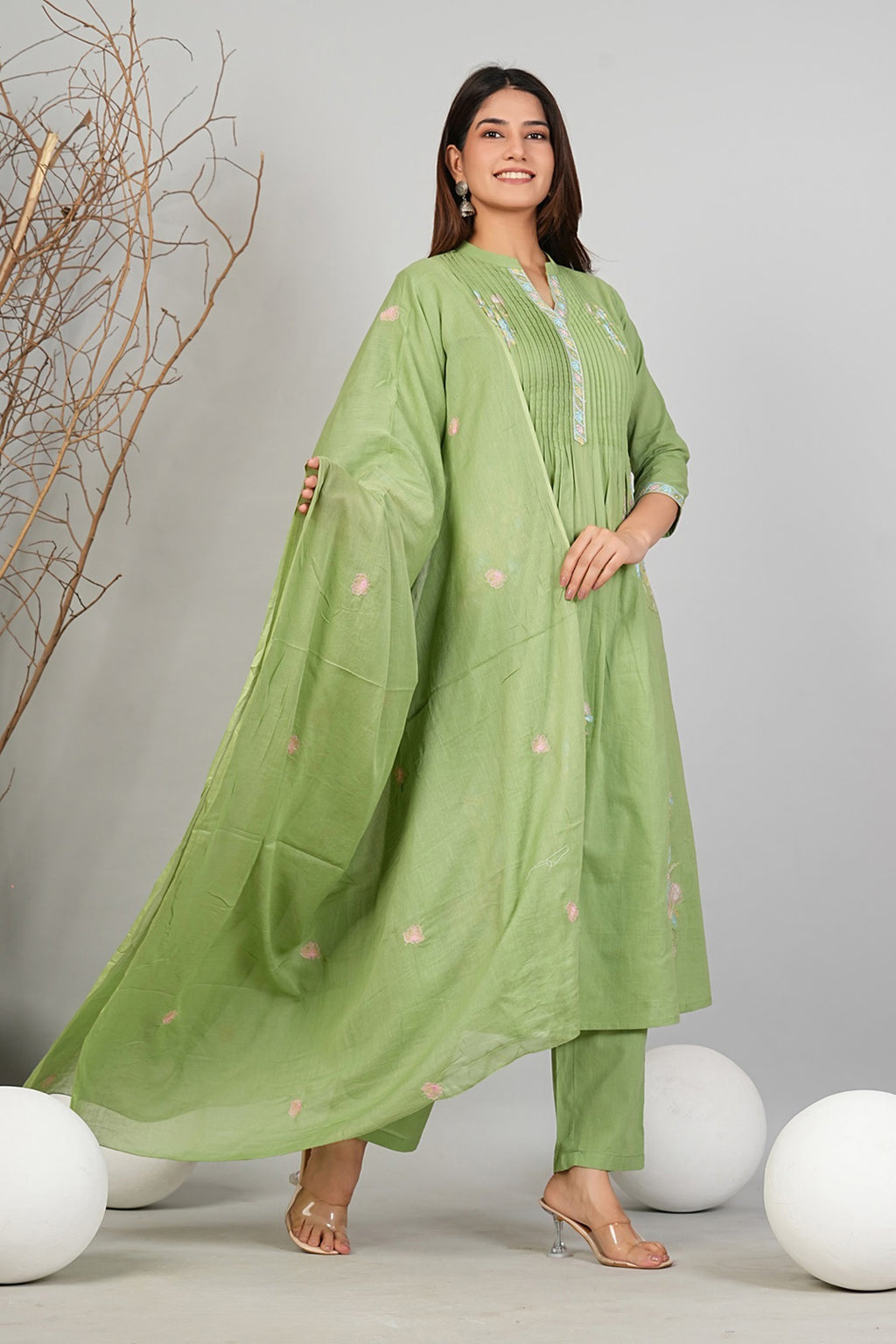 Cotton Embroidered Kurta Set