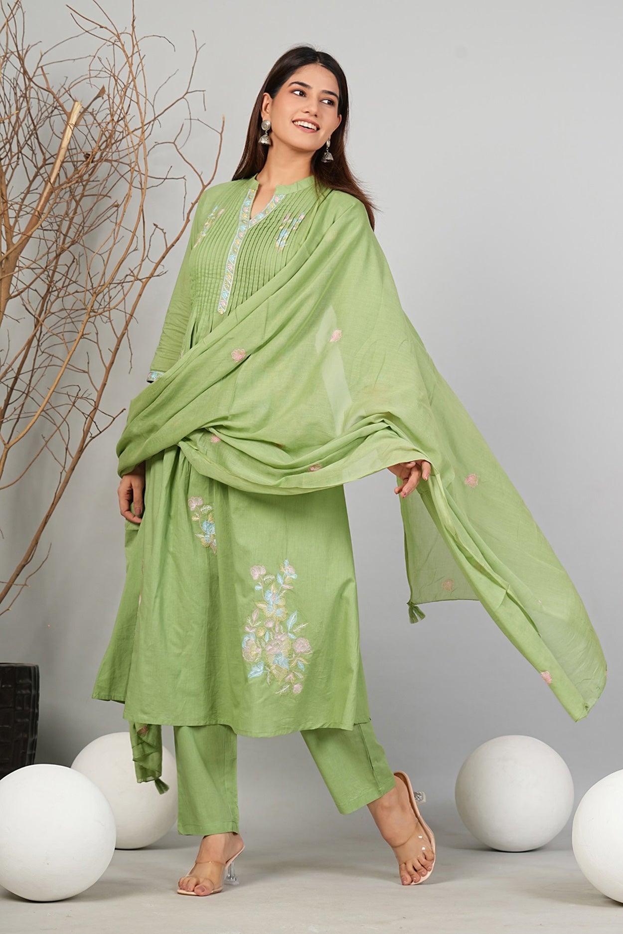 Cotton Embroidered Kurta Set