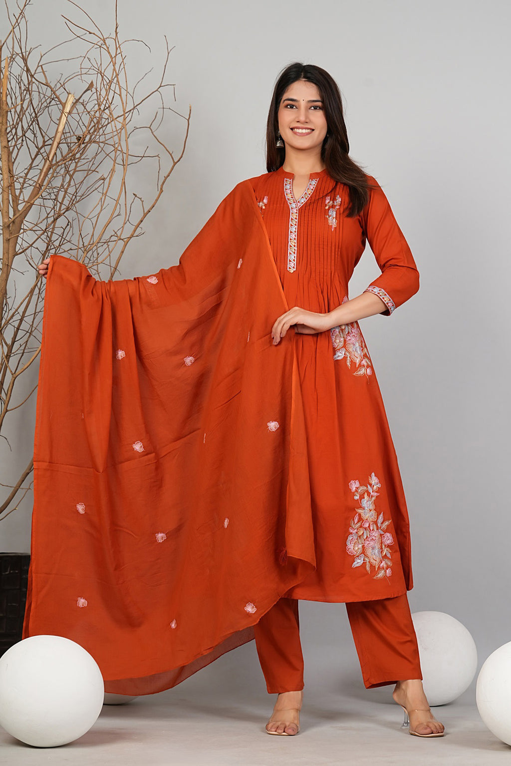 Cotton Embroidered Kurta Set