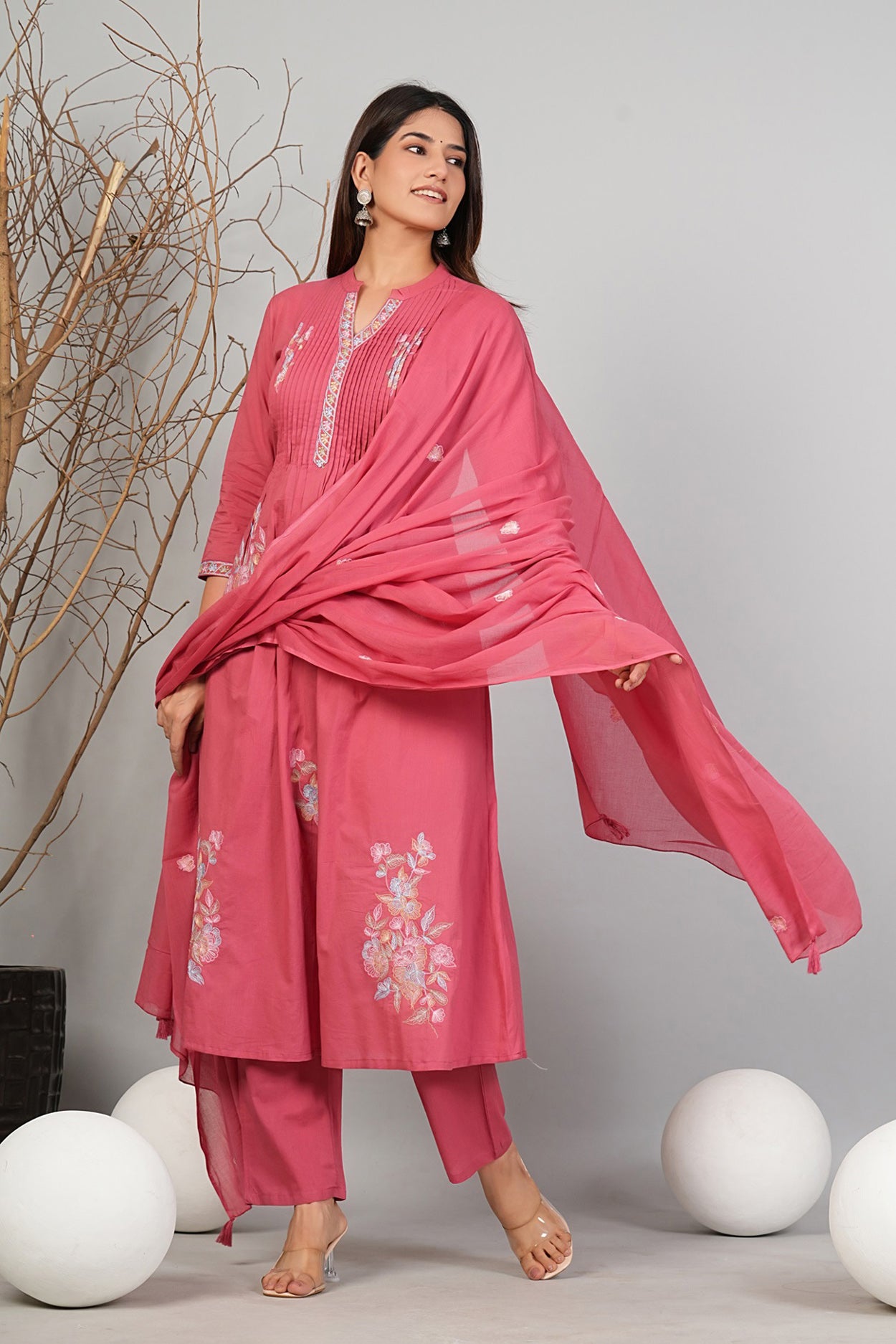 Cotton Embroidered Kurta Set