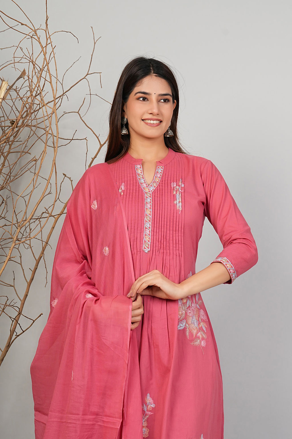 Cotton Embroidered Kurta Set
