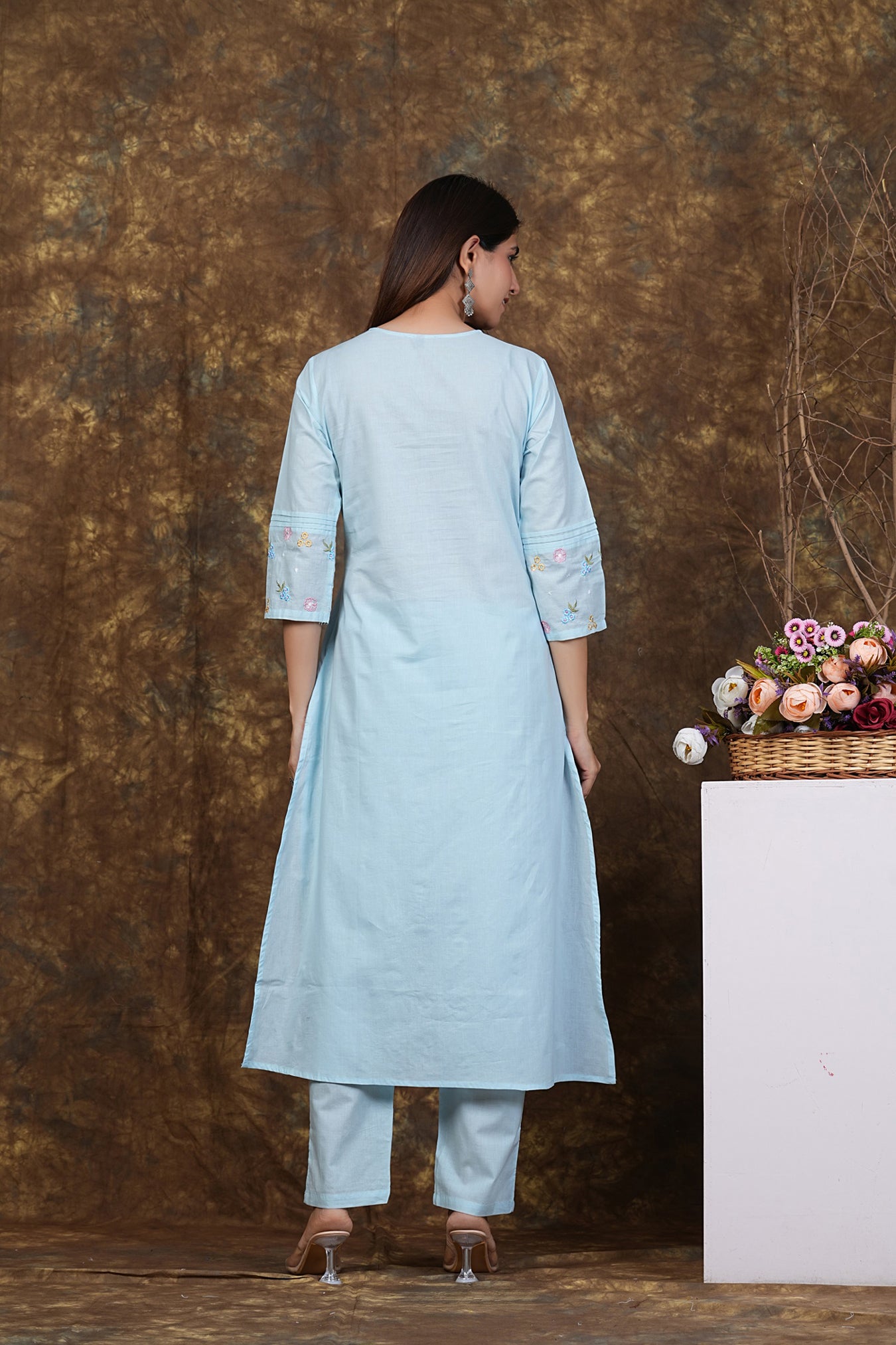 Cotton Embroidered Kurta Set