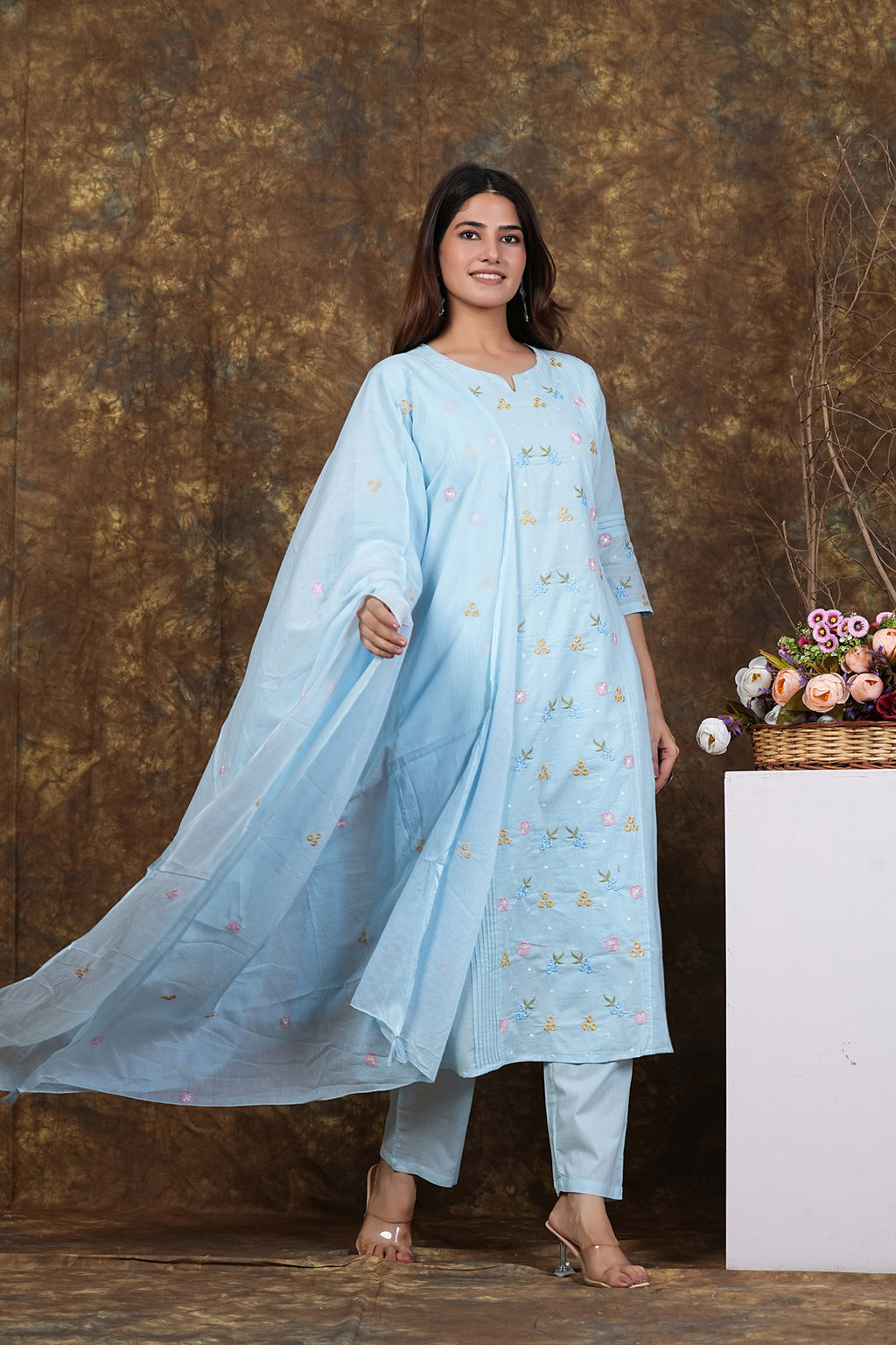 Cotton Embroidered Kurta Set