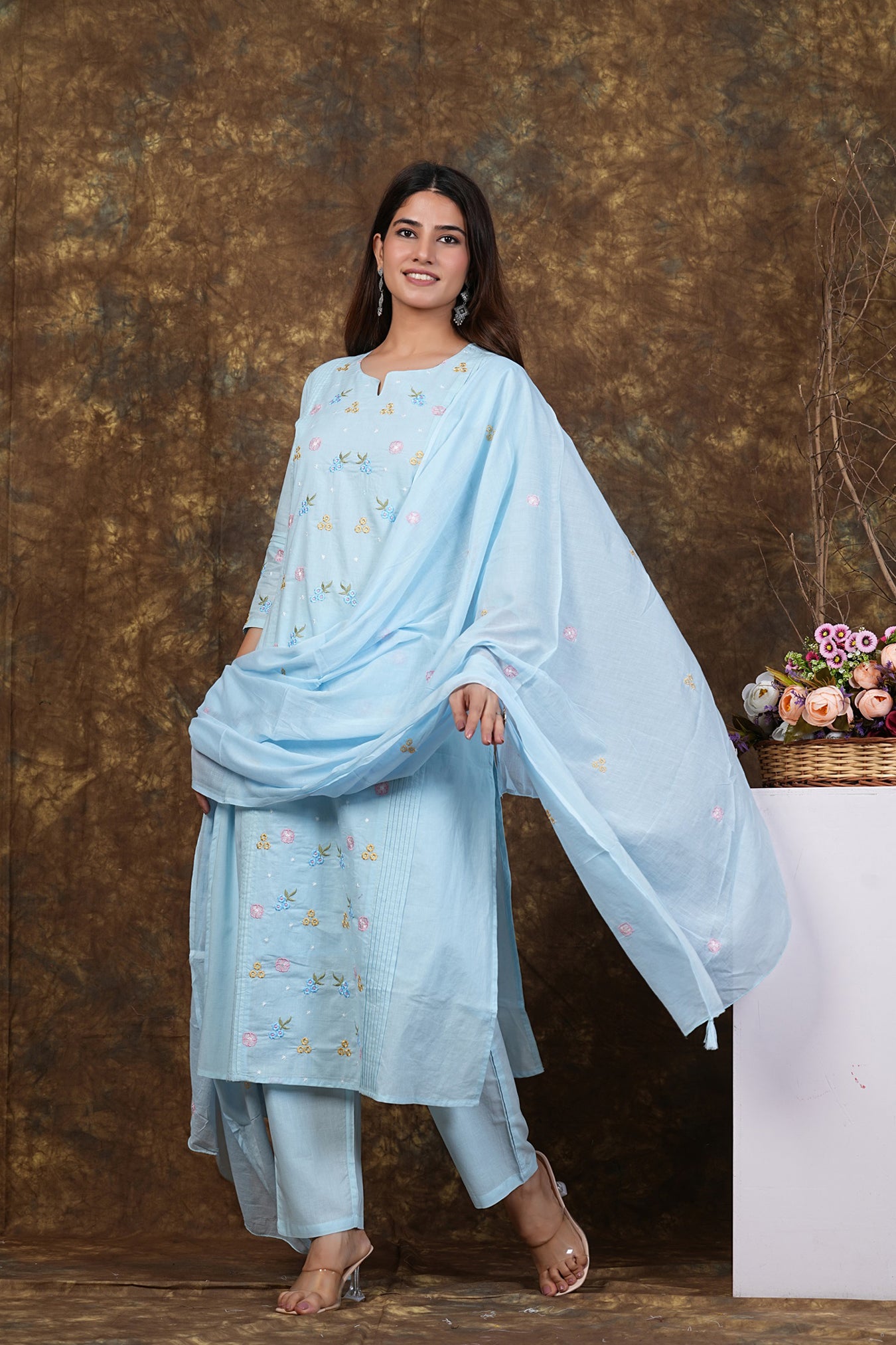 Cotton Embroidered Kurta Set