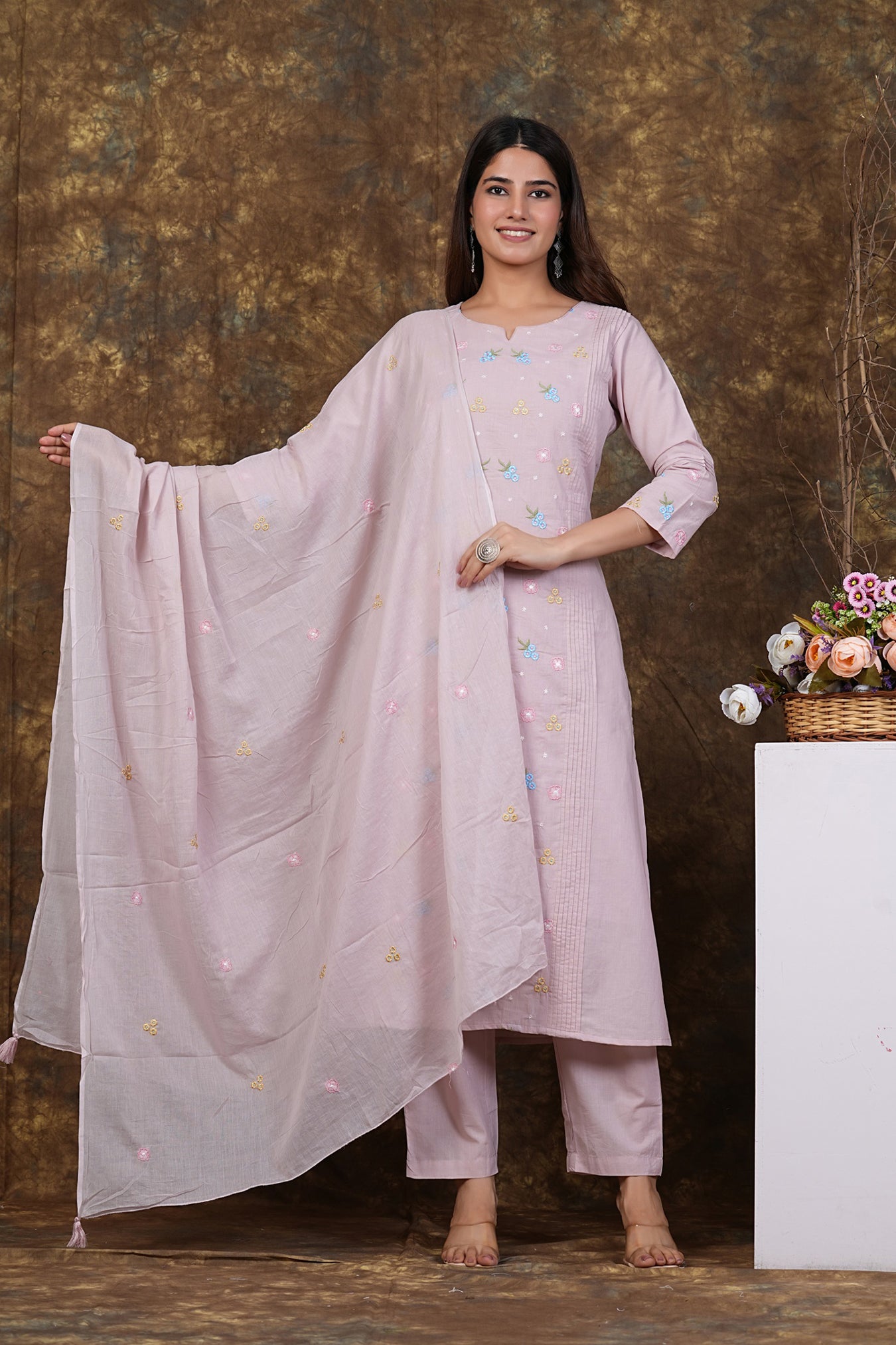 Cotton Embroidered Kurta Set