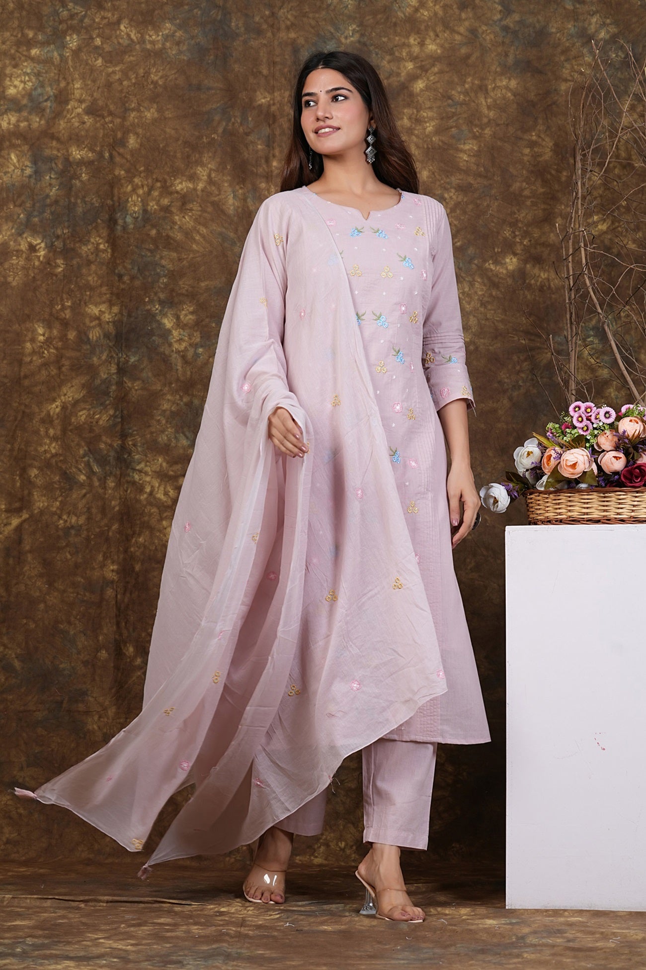 Cotton Embroidered Kurta Set