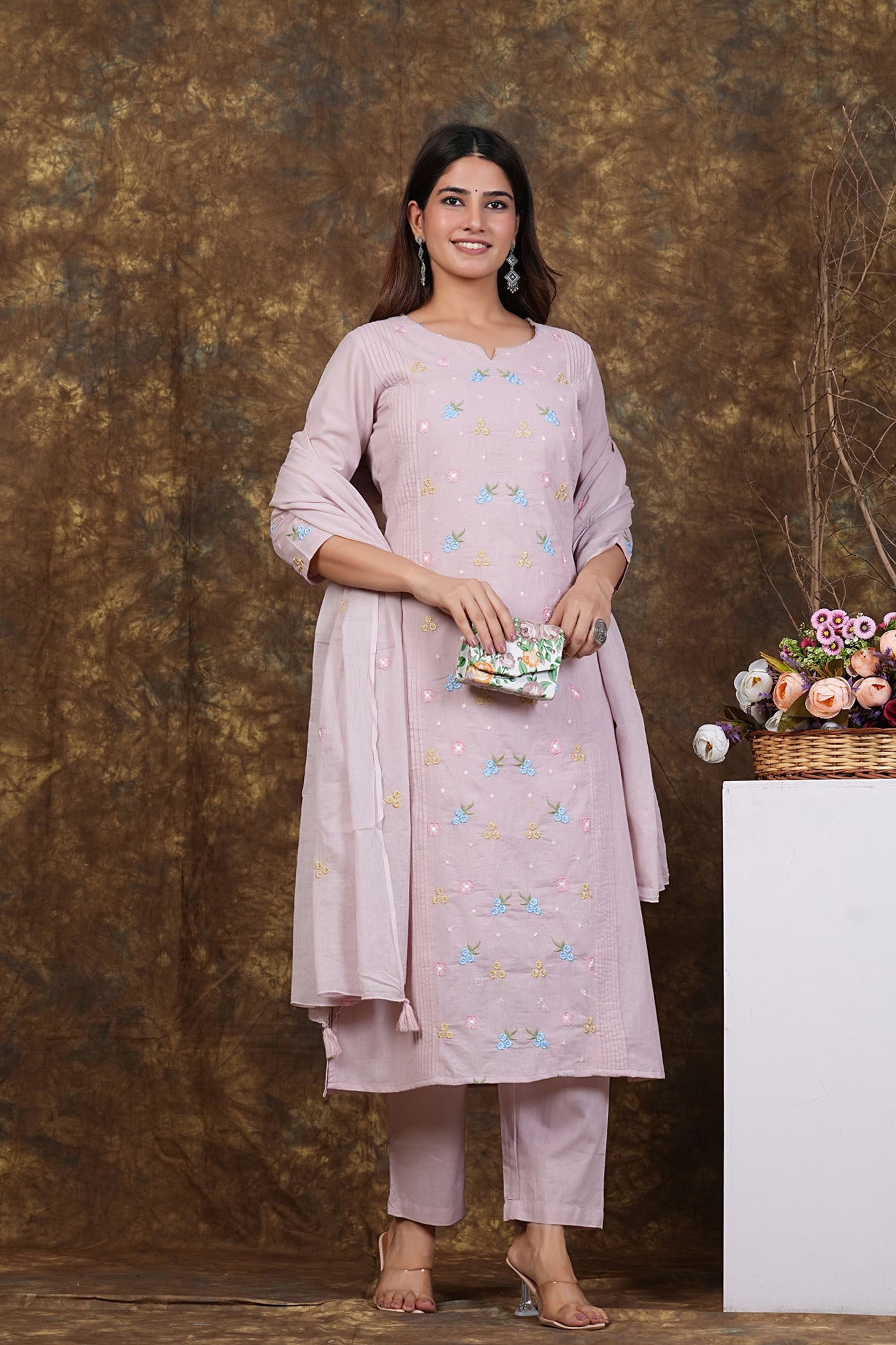 Cotton Embroidered Kurta Set