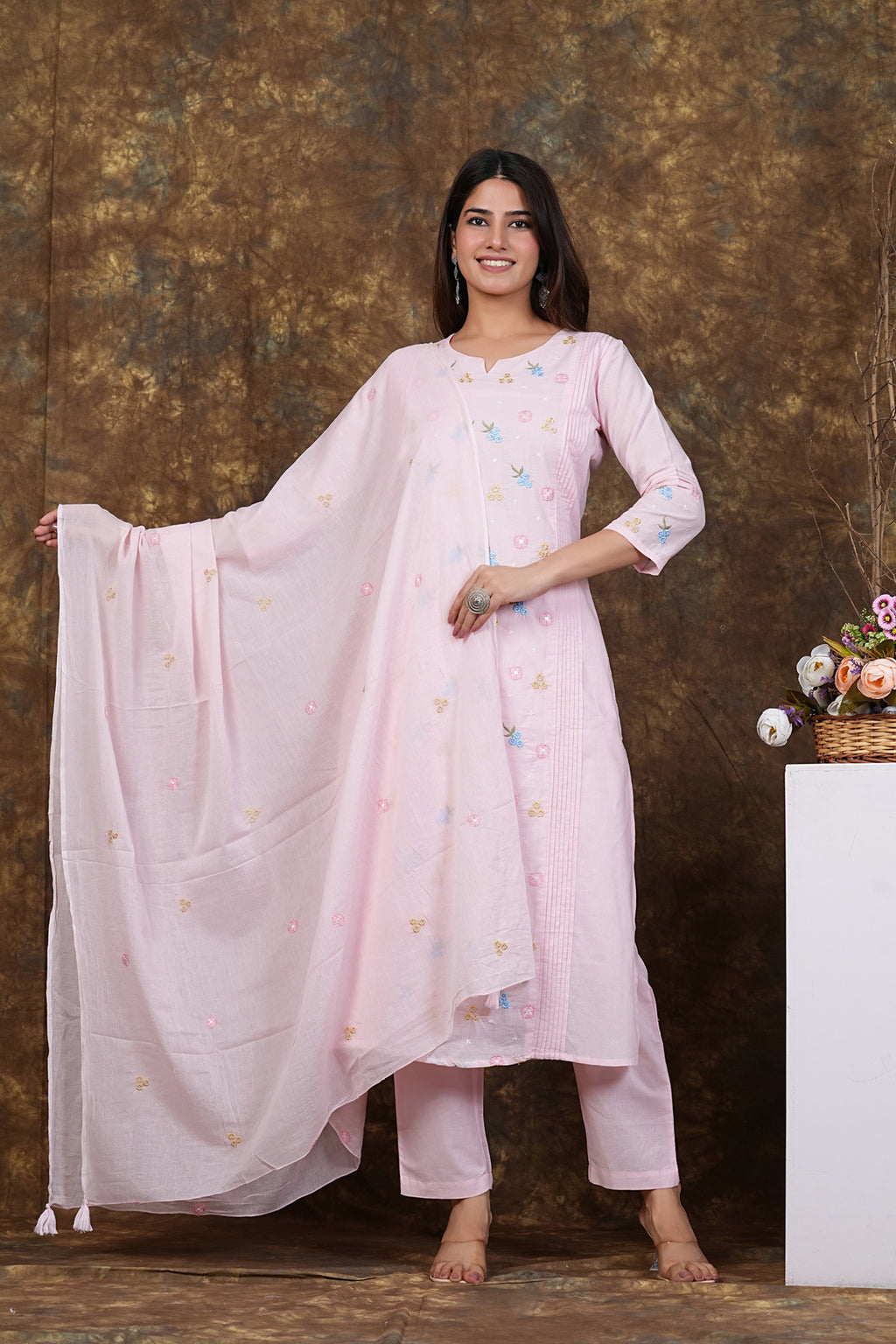 Cotton Embroidered Kurta Set