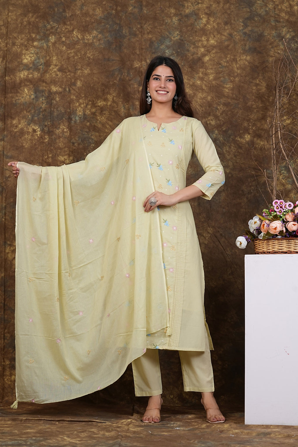 Cotton Embroidered Kurta Set