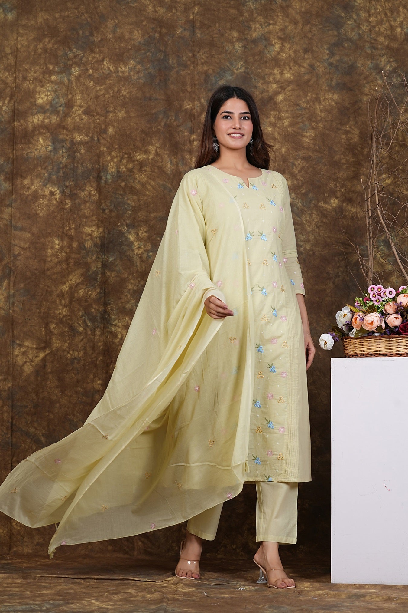 Cotton Embroidered Kurta Set