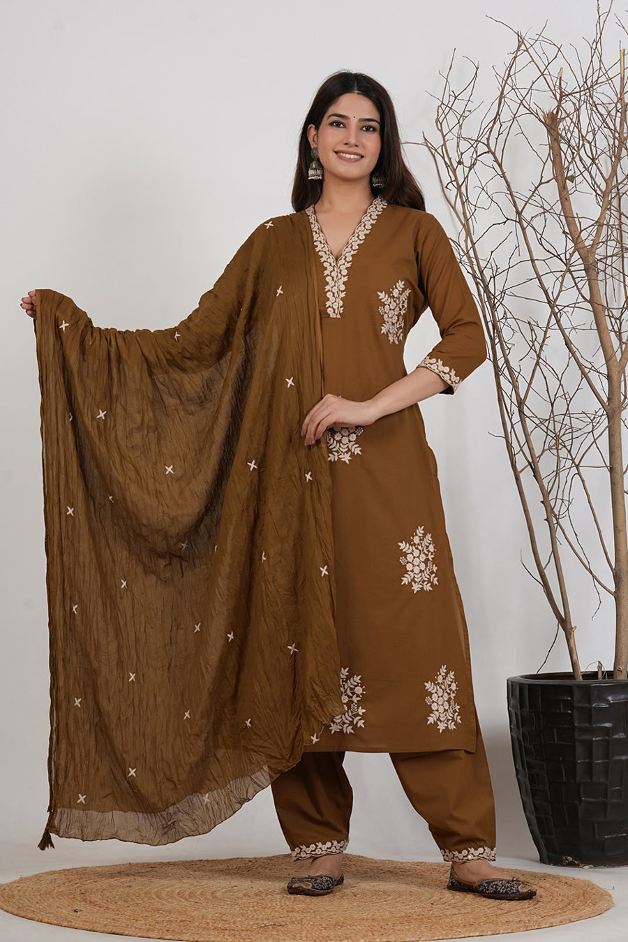 Cotton Embroidered Kurta Set