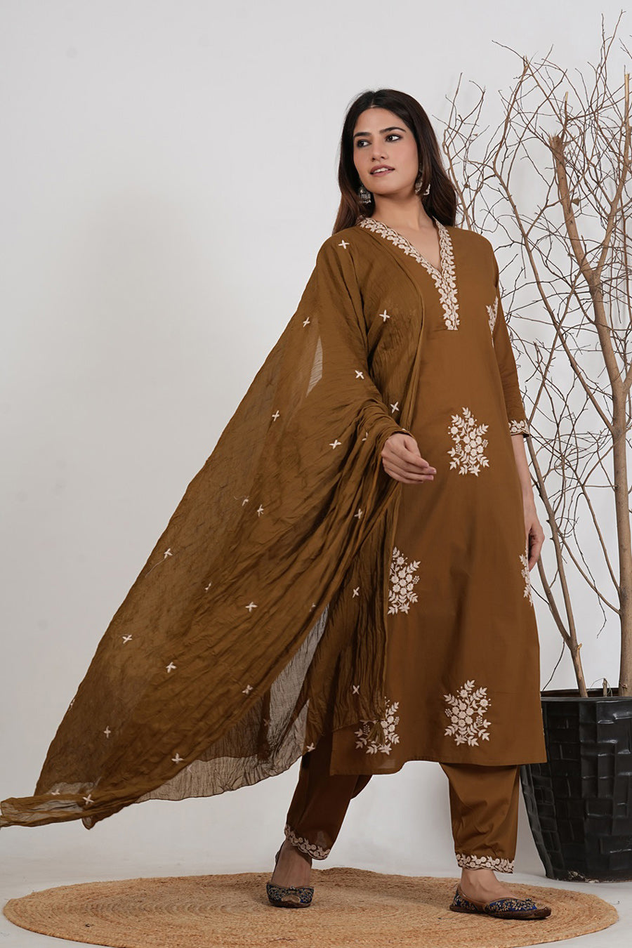 Cotton Embroidered Kurta Set