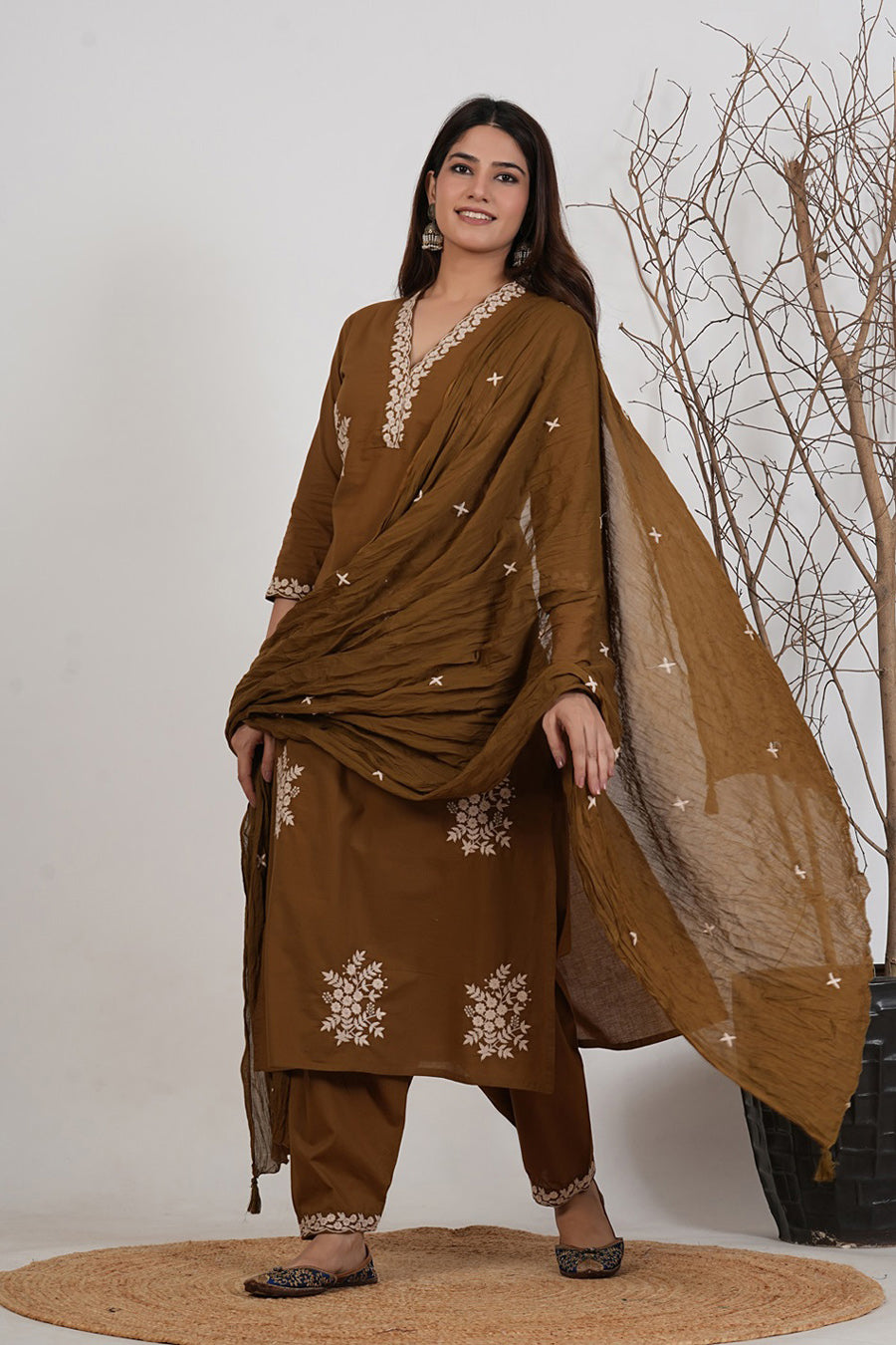 Cotton Embroidered Kurta Set