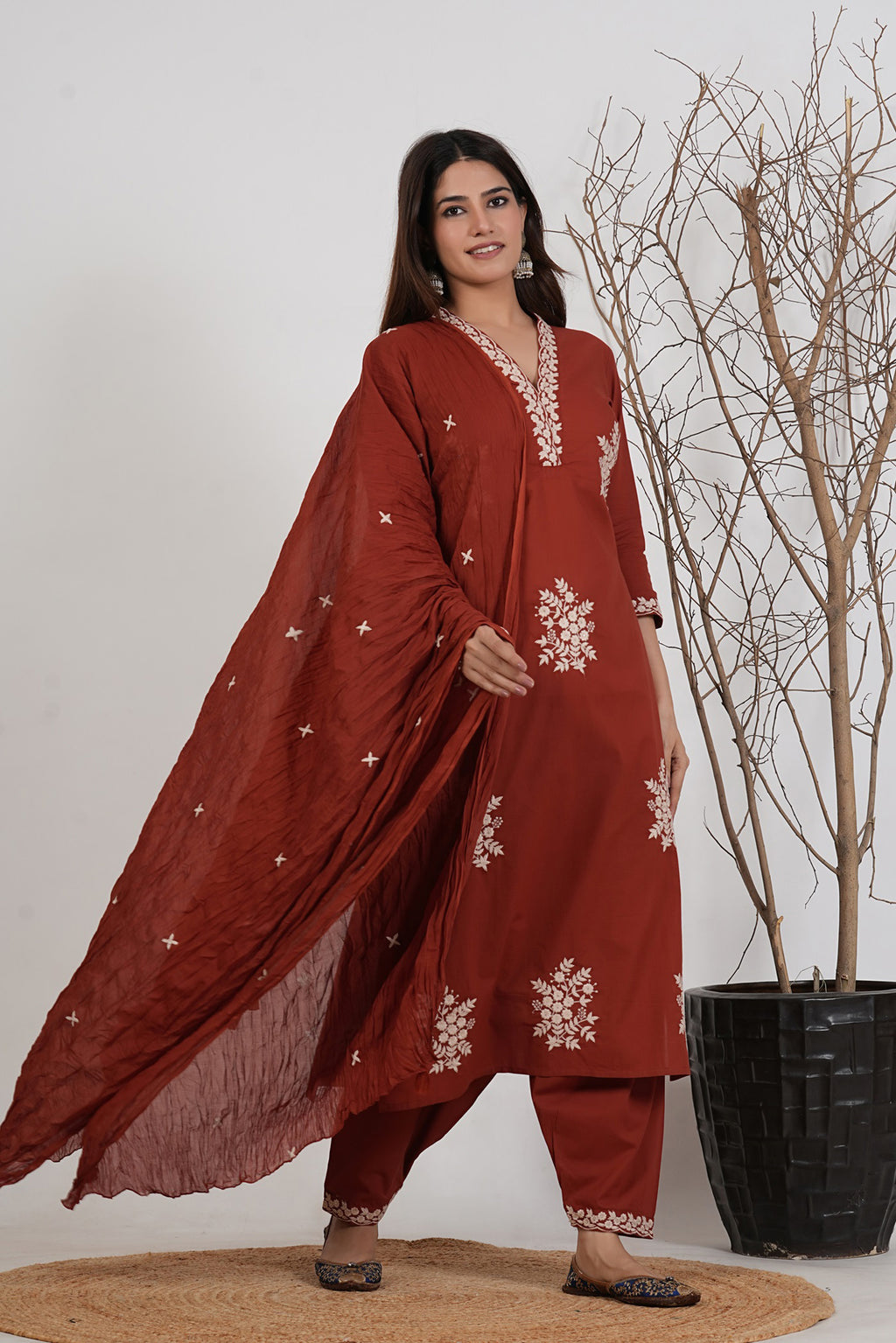 Cotton Embroidered Kurta Set