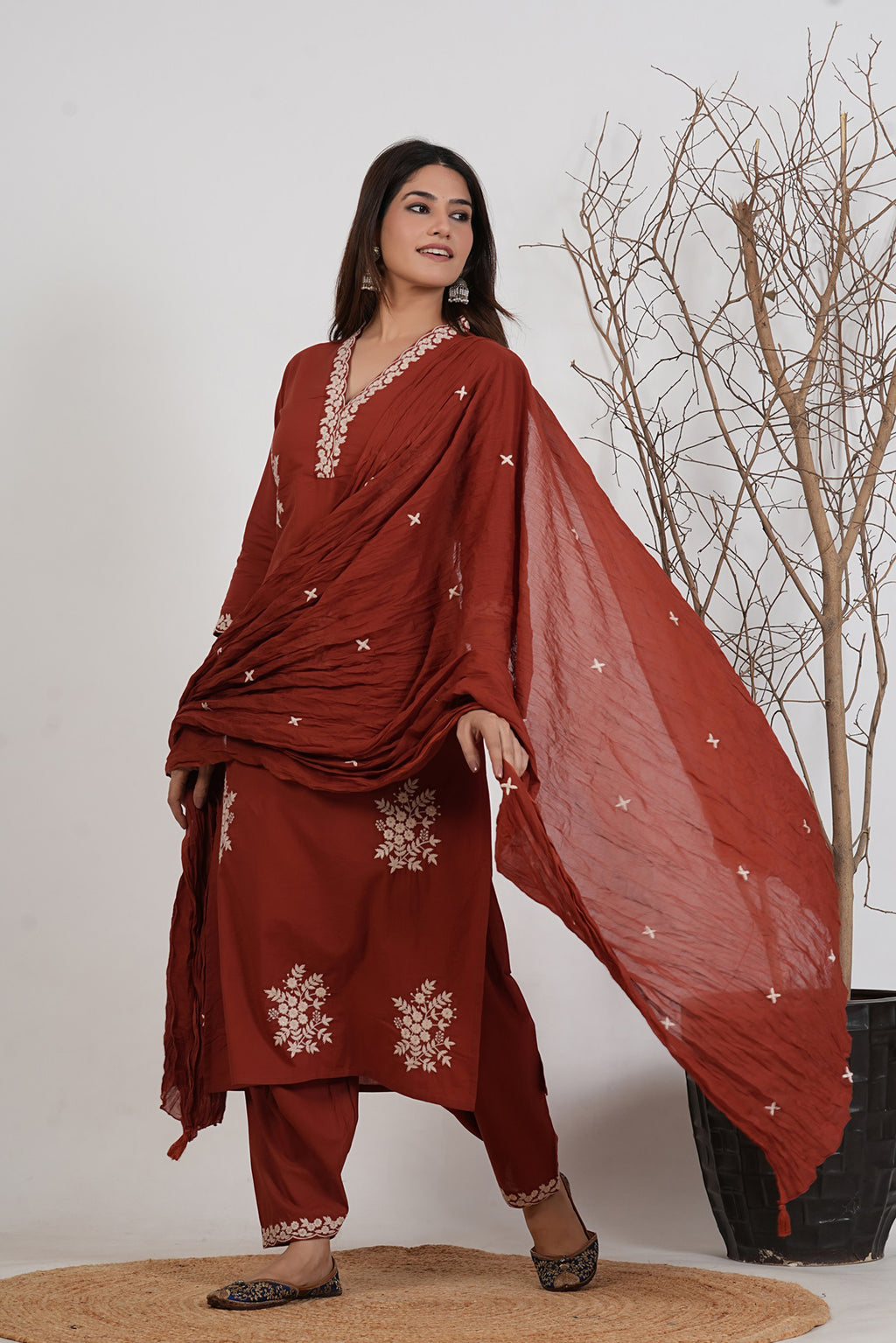 Cotton Embroidered Kurta Set