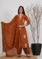 Cotton Embroidered Kurta Set