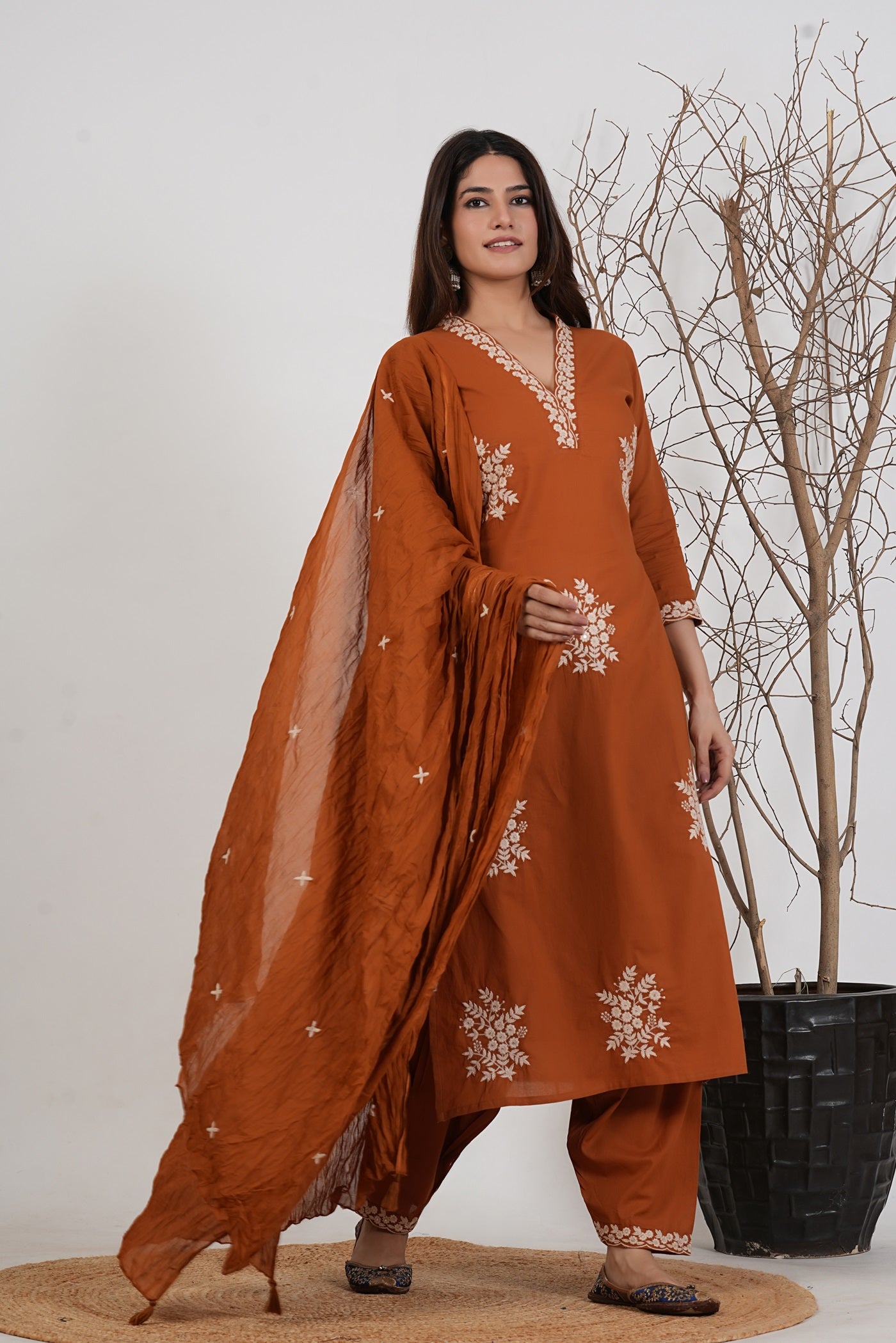 Cotton Embroidered Kurta Set