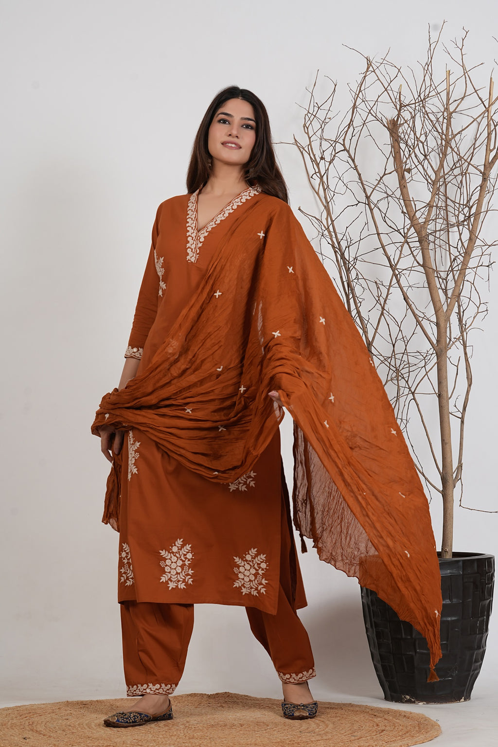 Cotton Embroidered Kurta Set