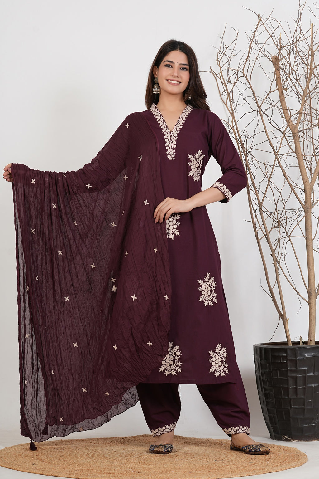 Cotton Embroidered Kurta Set