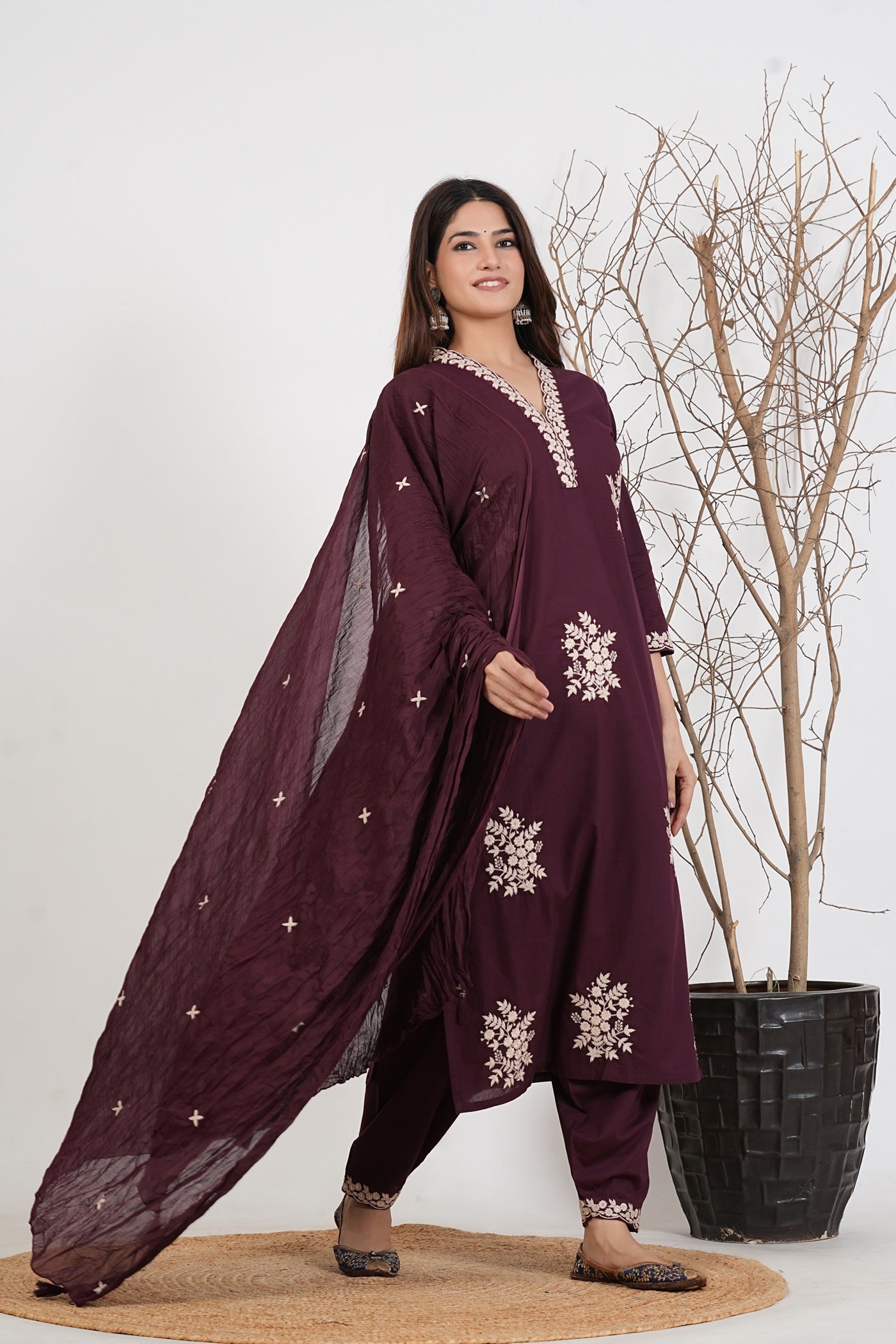 Cotton Embroidered Kurta Set