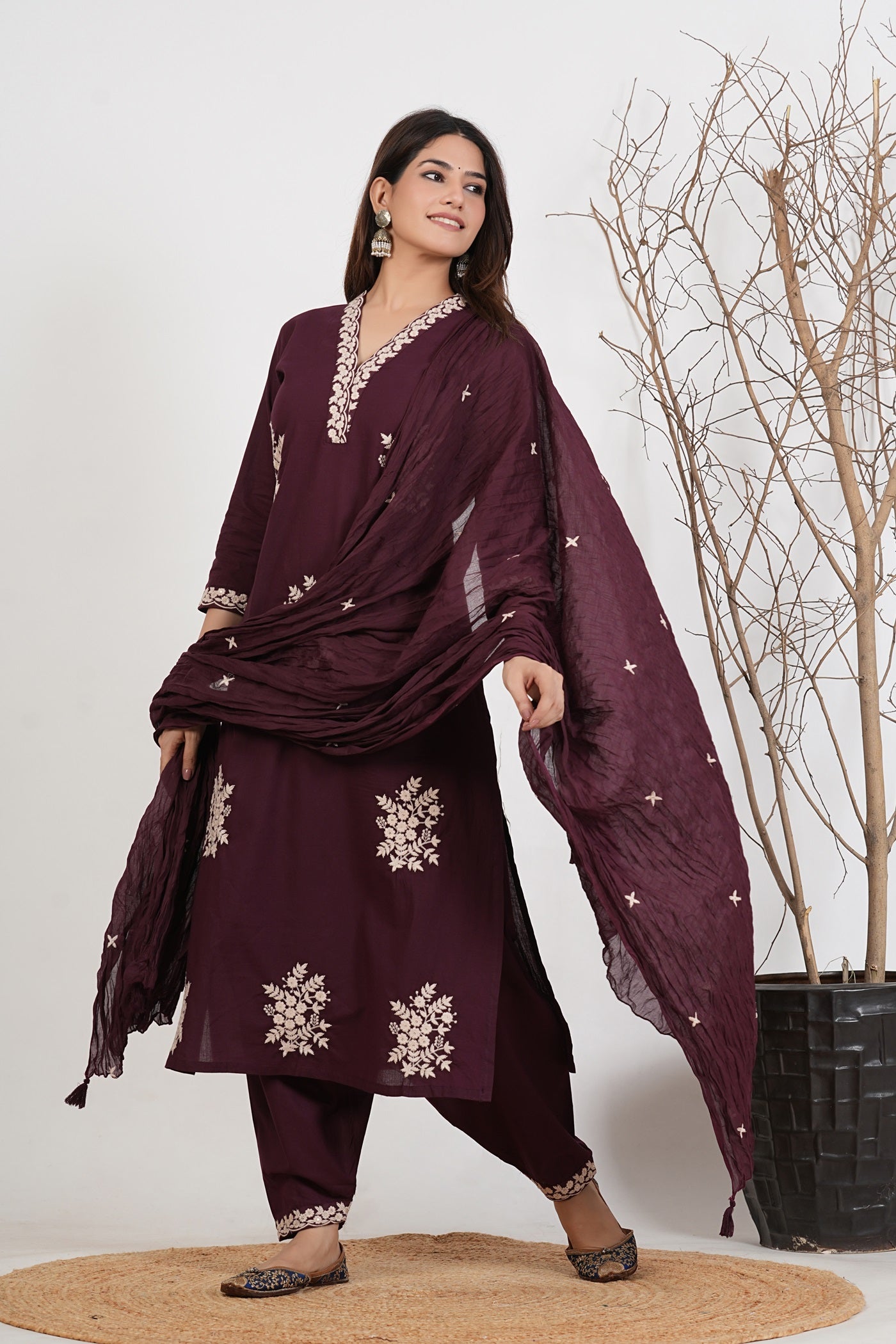 Cotton Embroidered Kurta Set