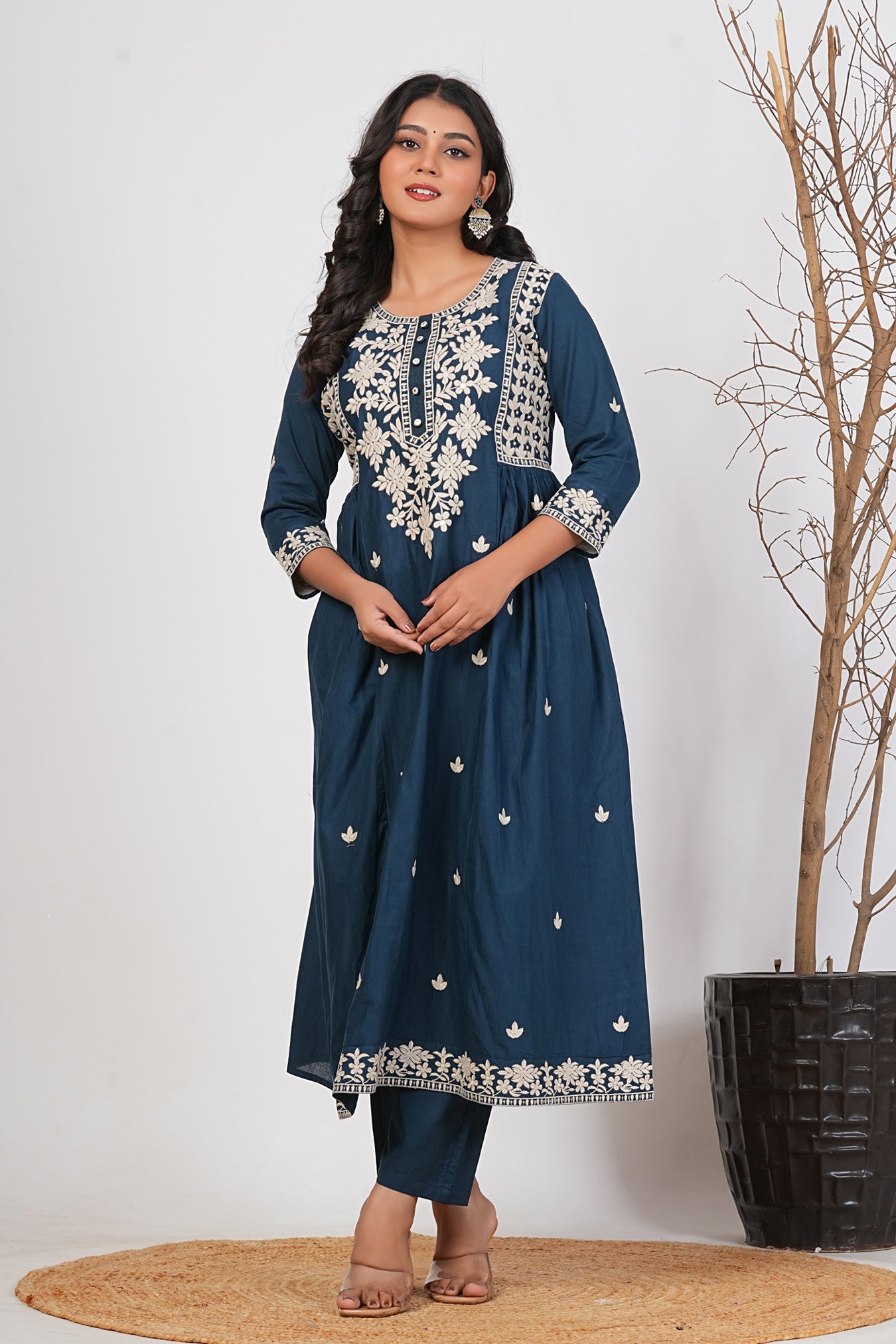 Cotton Embroidered Kurta Set