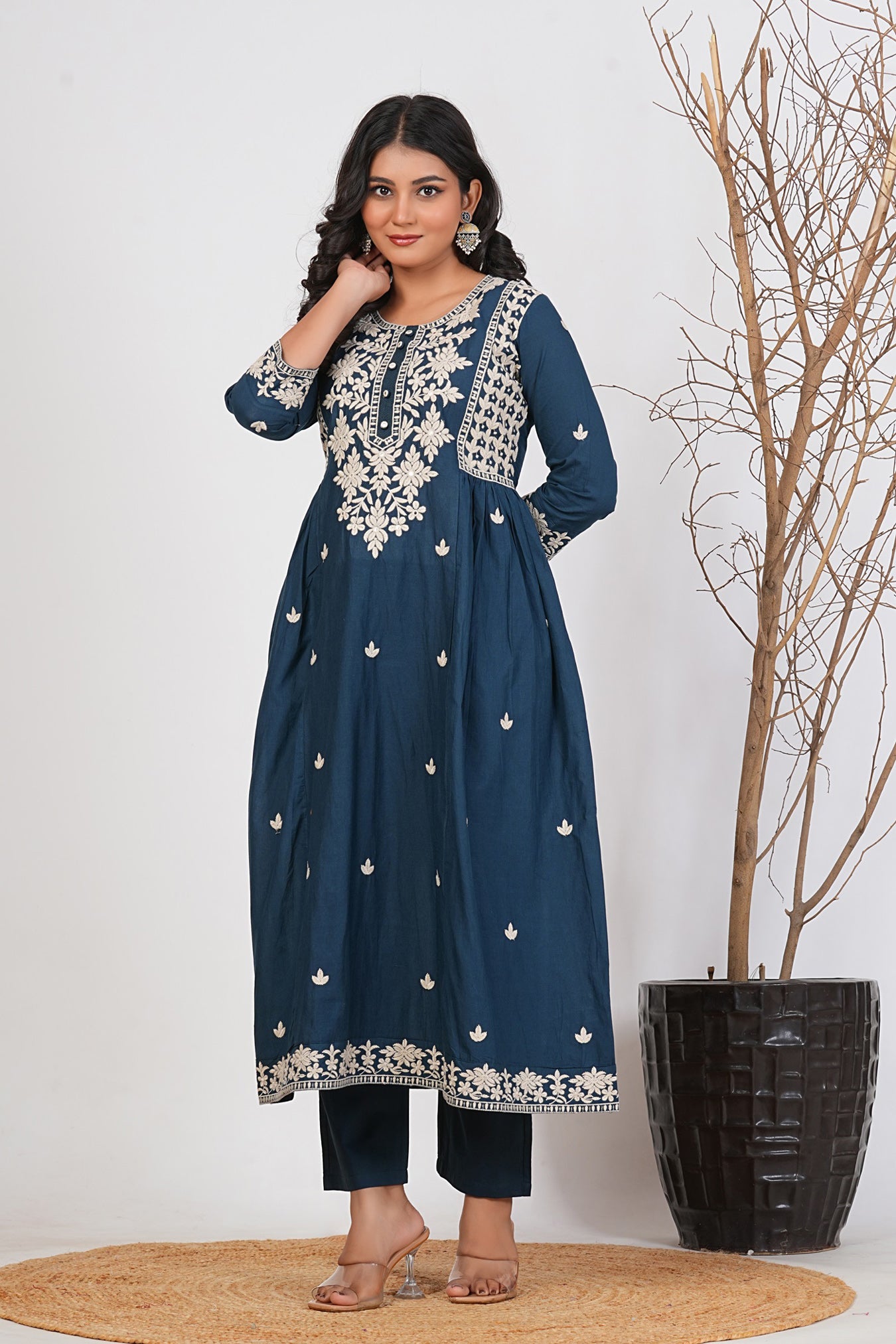 Cotton Embroidered Kurta Set