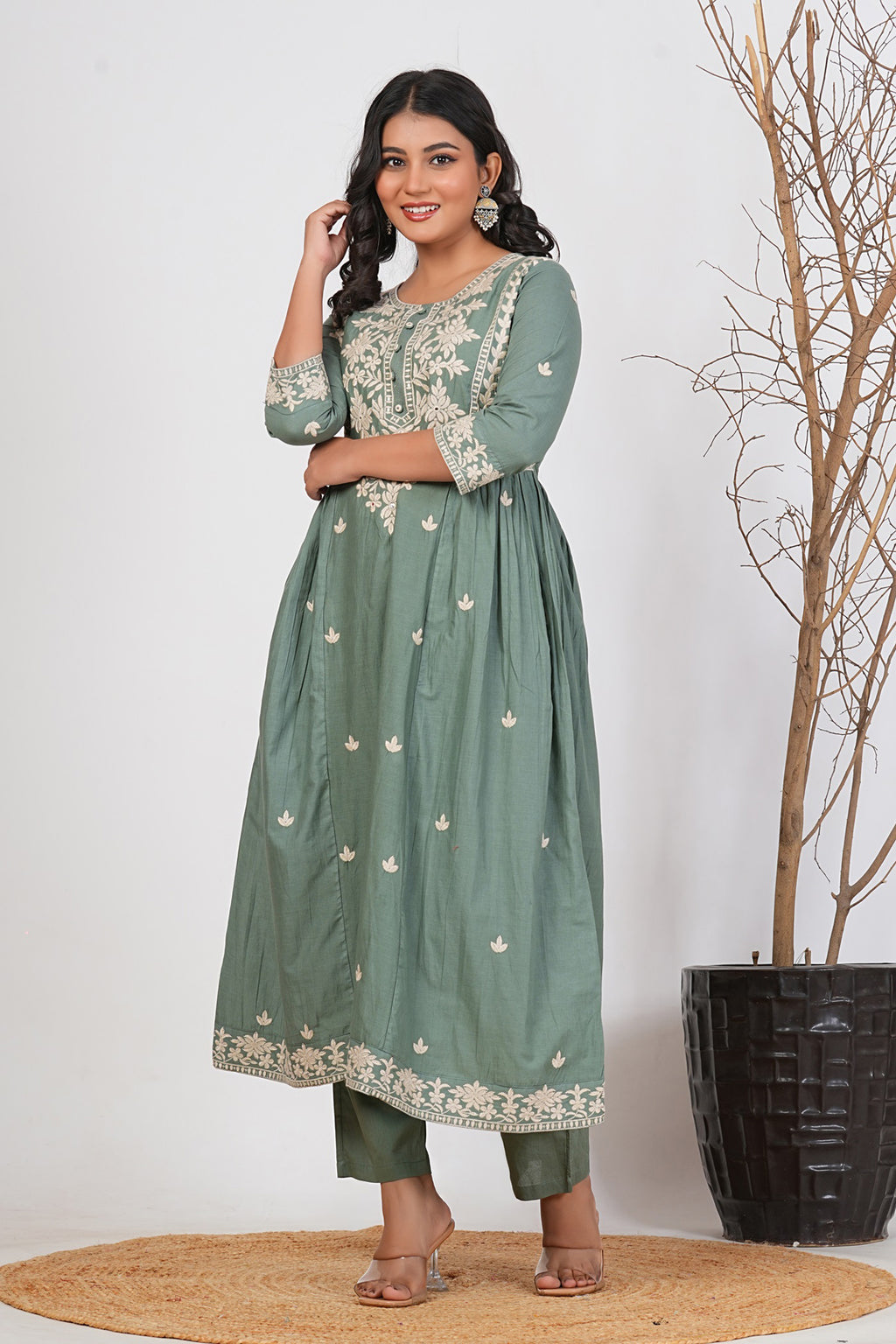 Cotton Embroidered Kurta Set