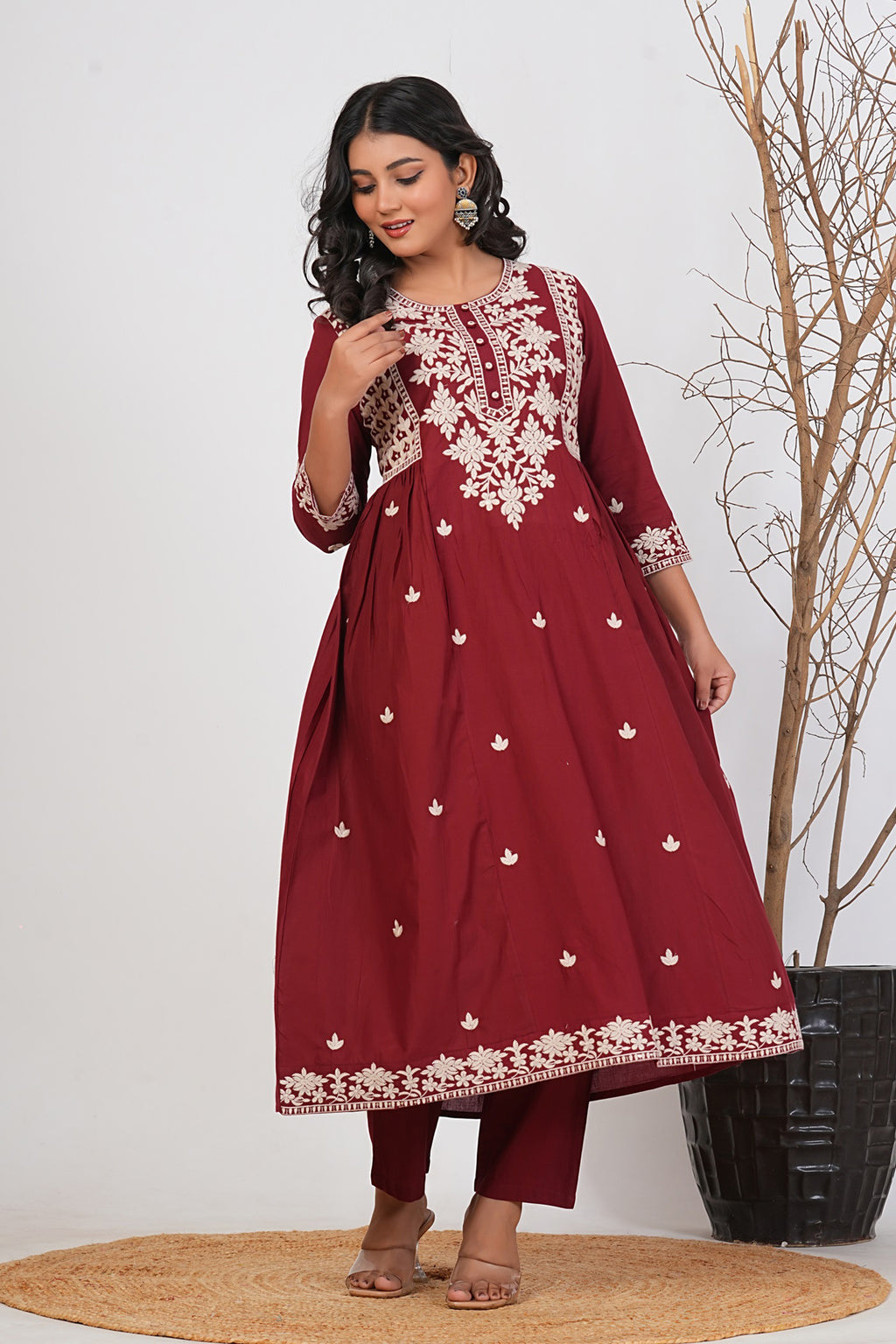 Cotton Embroidered Kurta Set