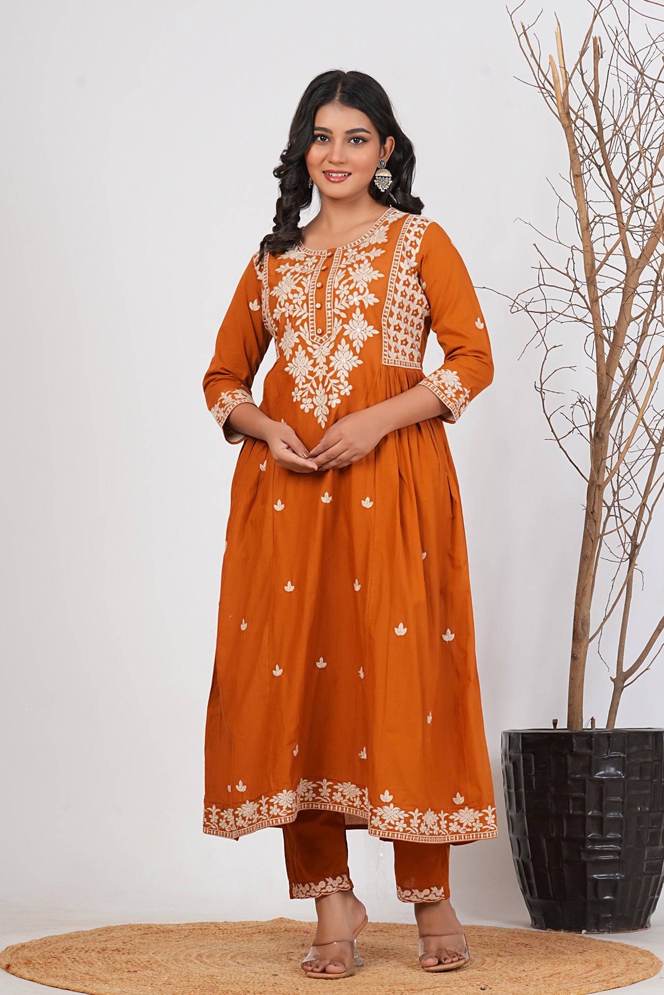 Cotton Embroidered Kurta Set