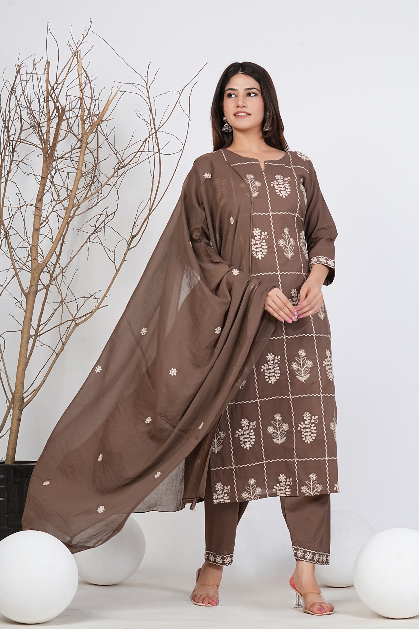 Cotton Embroidered Kurta Set