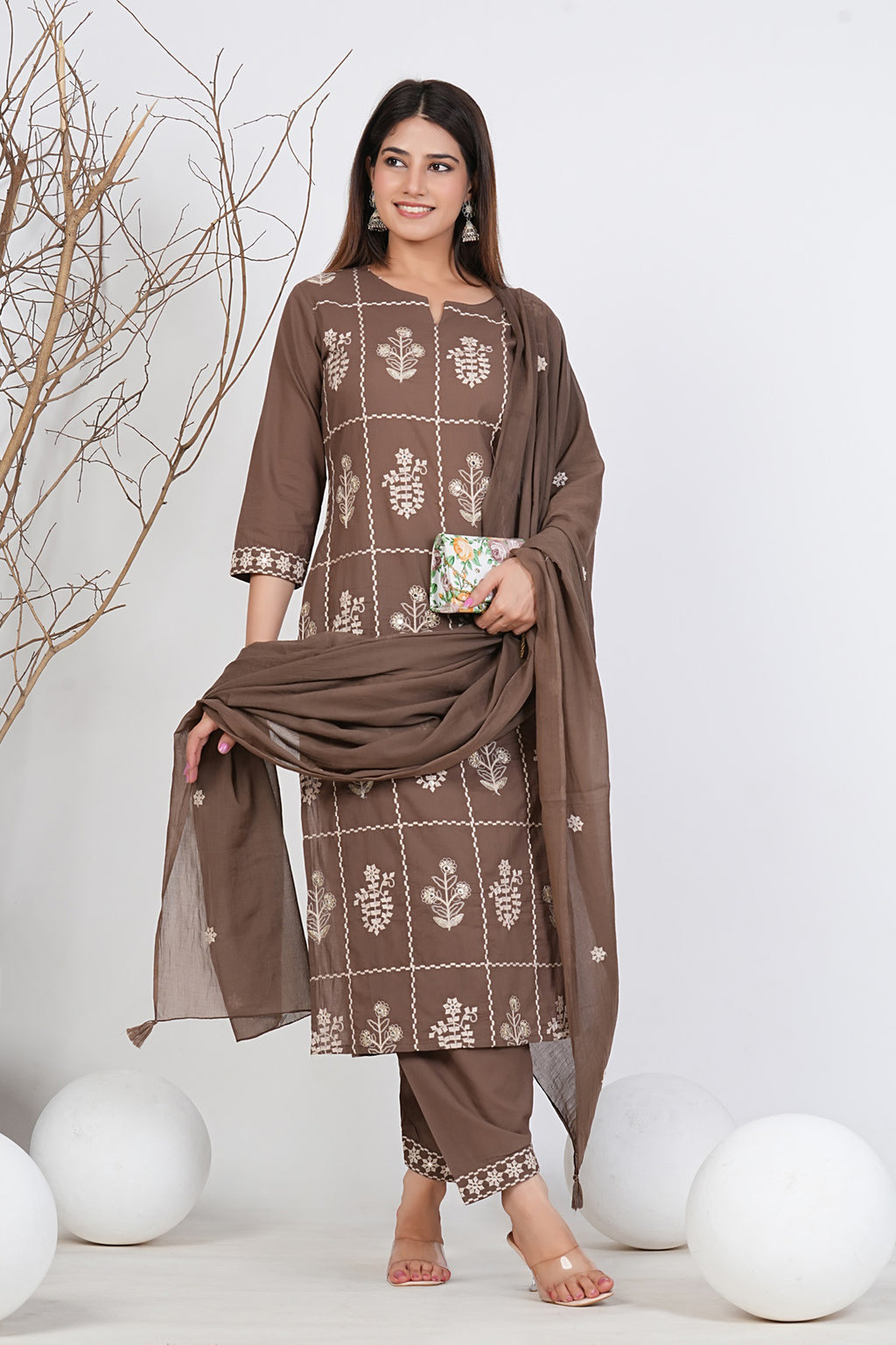 Cotton Embroidered Kurta Set