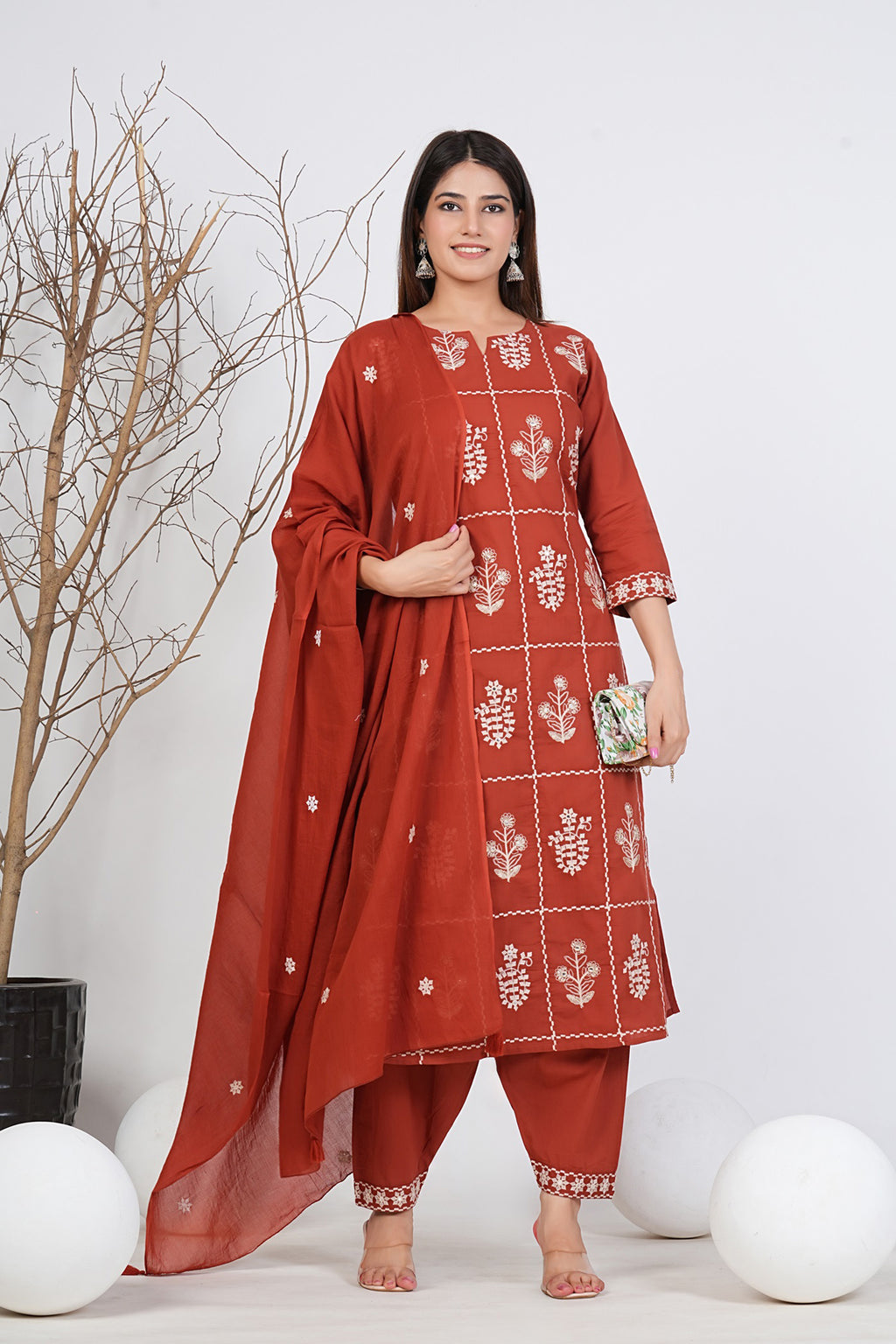 Cotton Embroidered Kurta Set