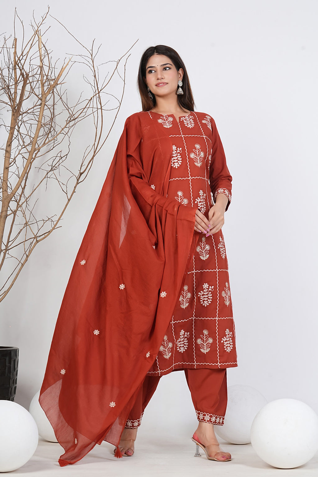 Cotton Embroidered Kurta Set