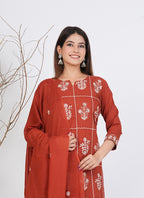 Cotton Embroidered Kurta Set