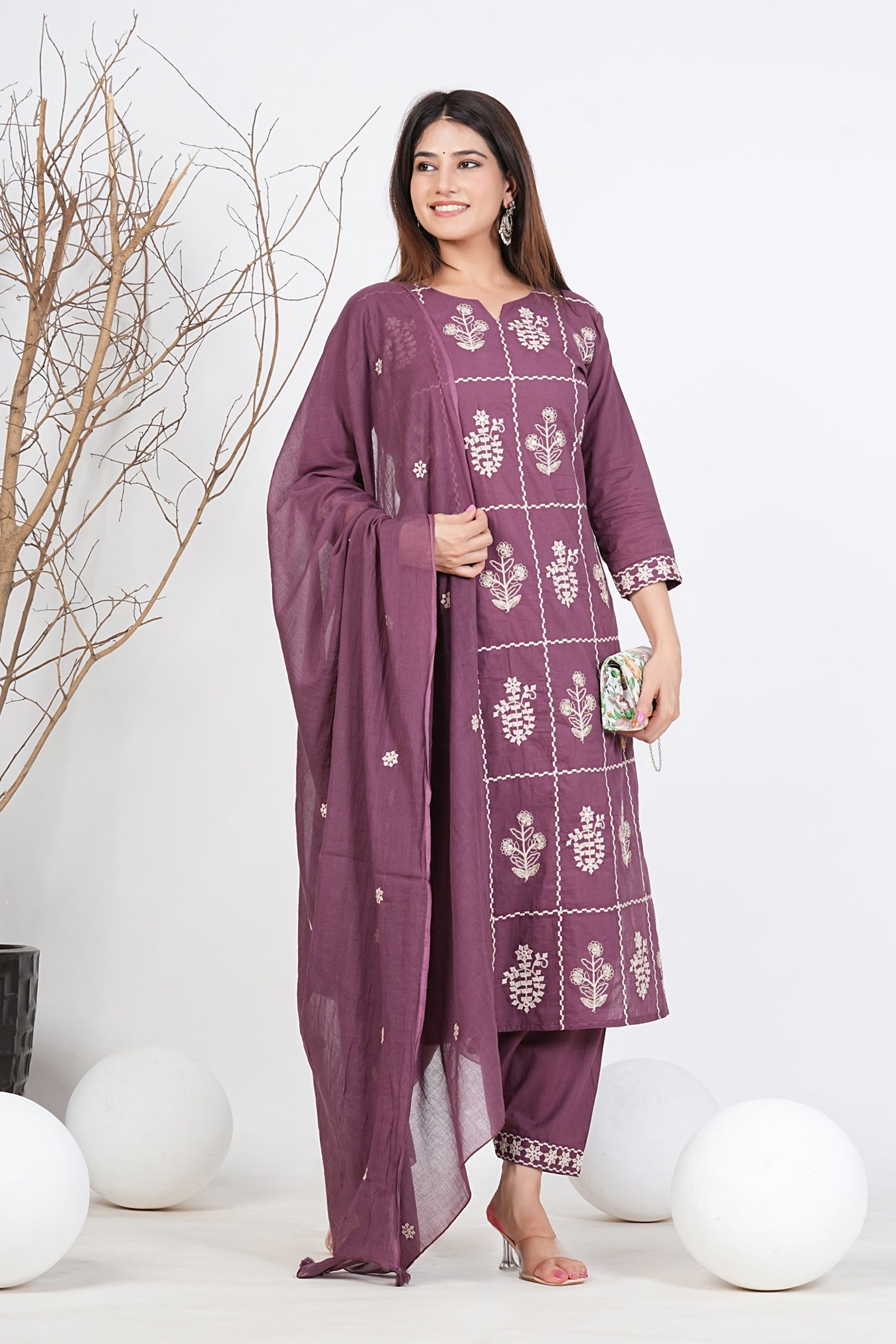 Cotton Embroidered Kurta Set