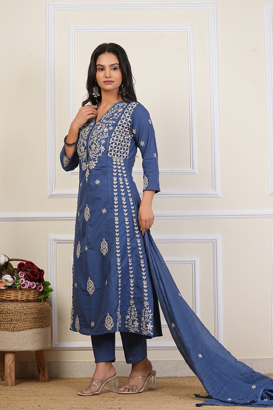 Cotton Embroidered Kurta Set