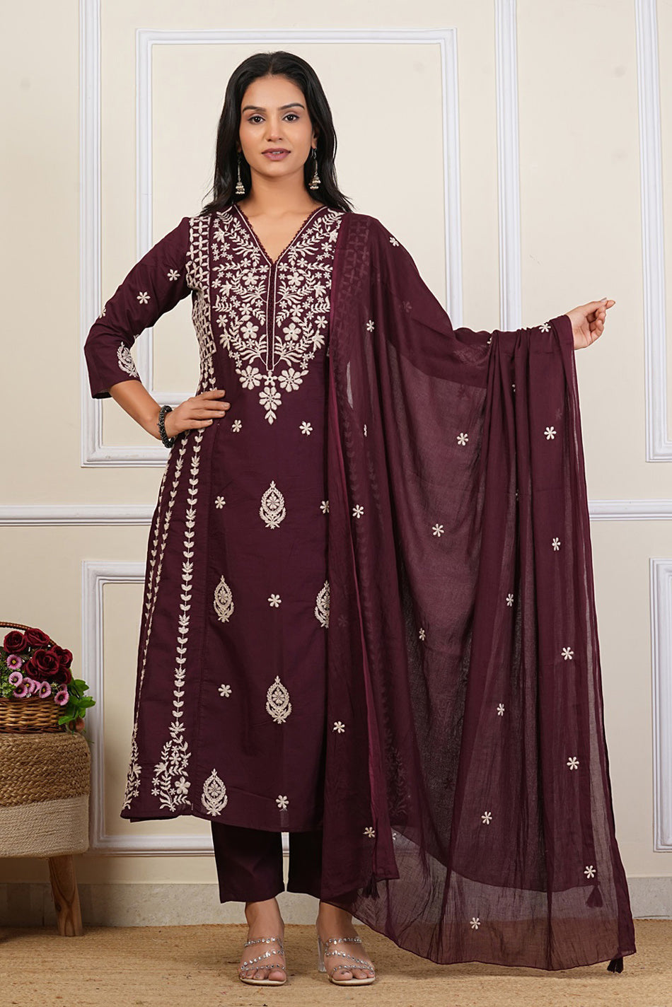 Cotton Embroidered Kurta Set