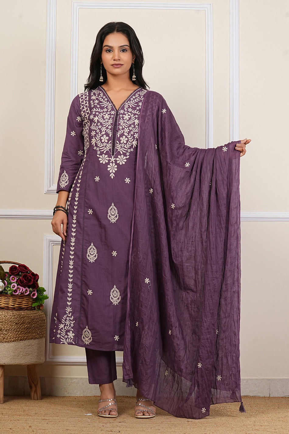 Cotton Embroidered Kurta Set
