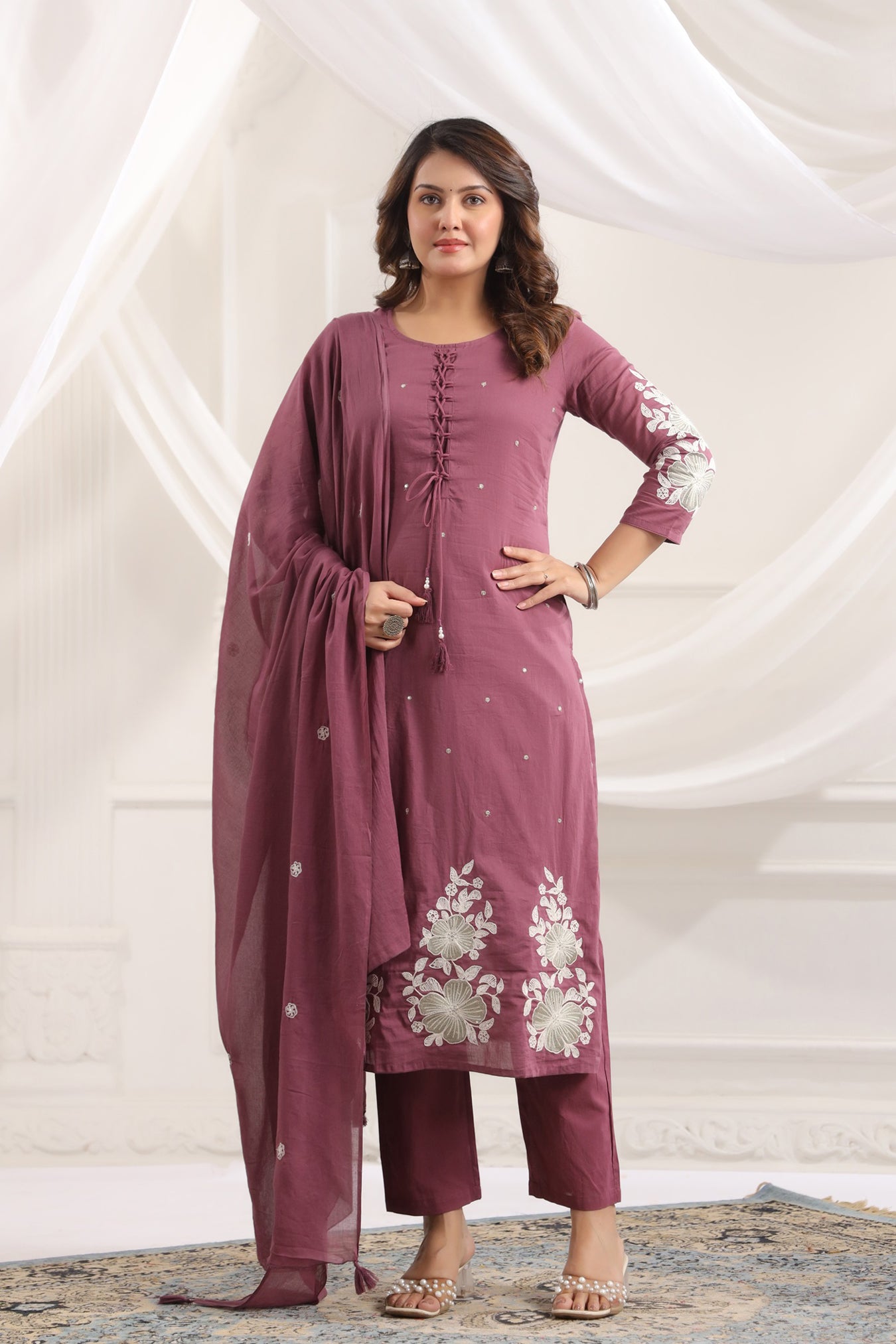 Cotton Embroidered Kurta Set