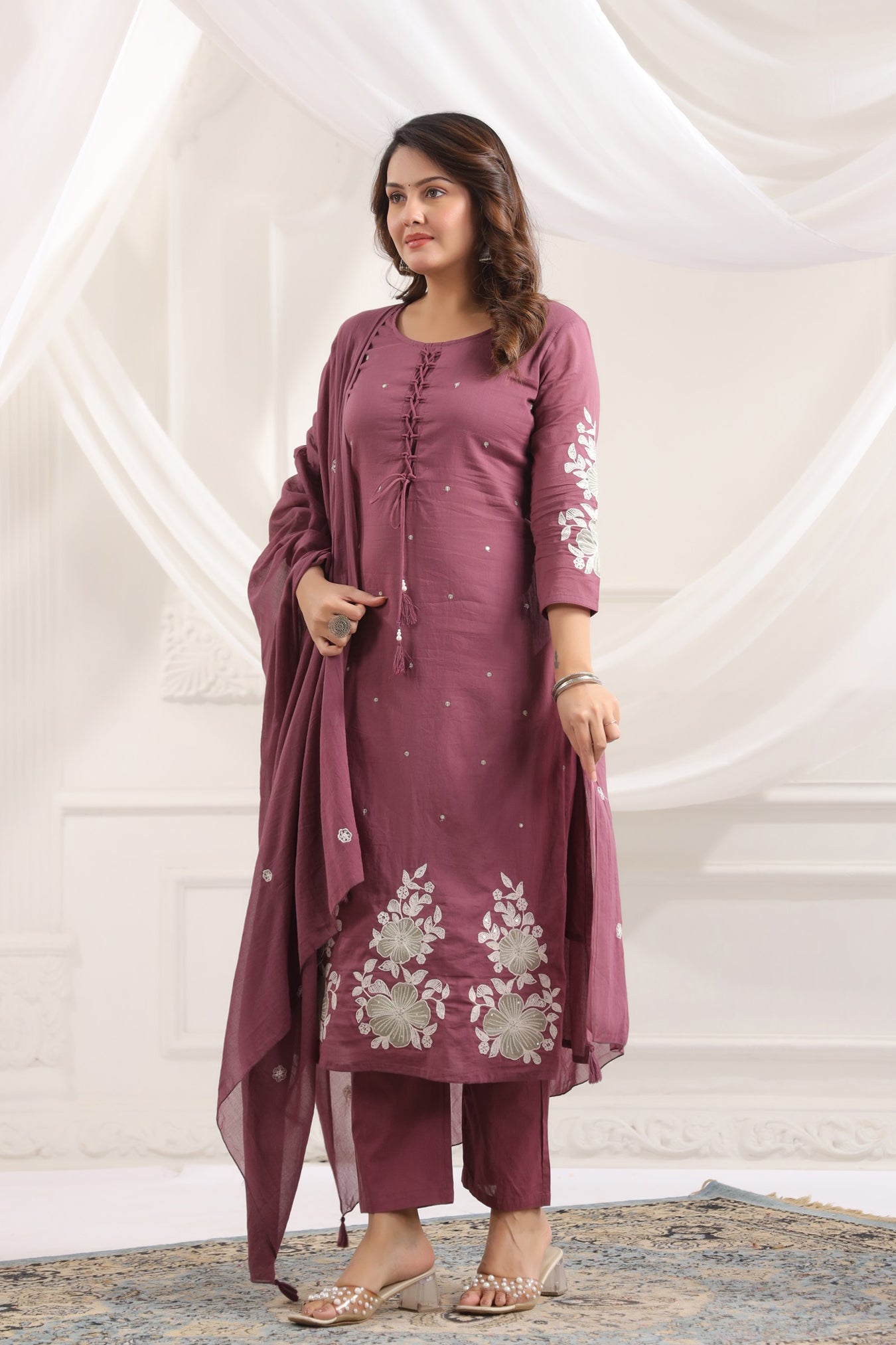 Cotton Embroidered Kurta Set