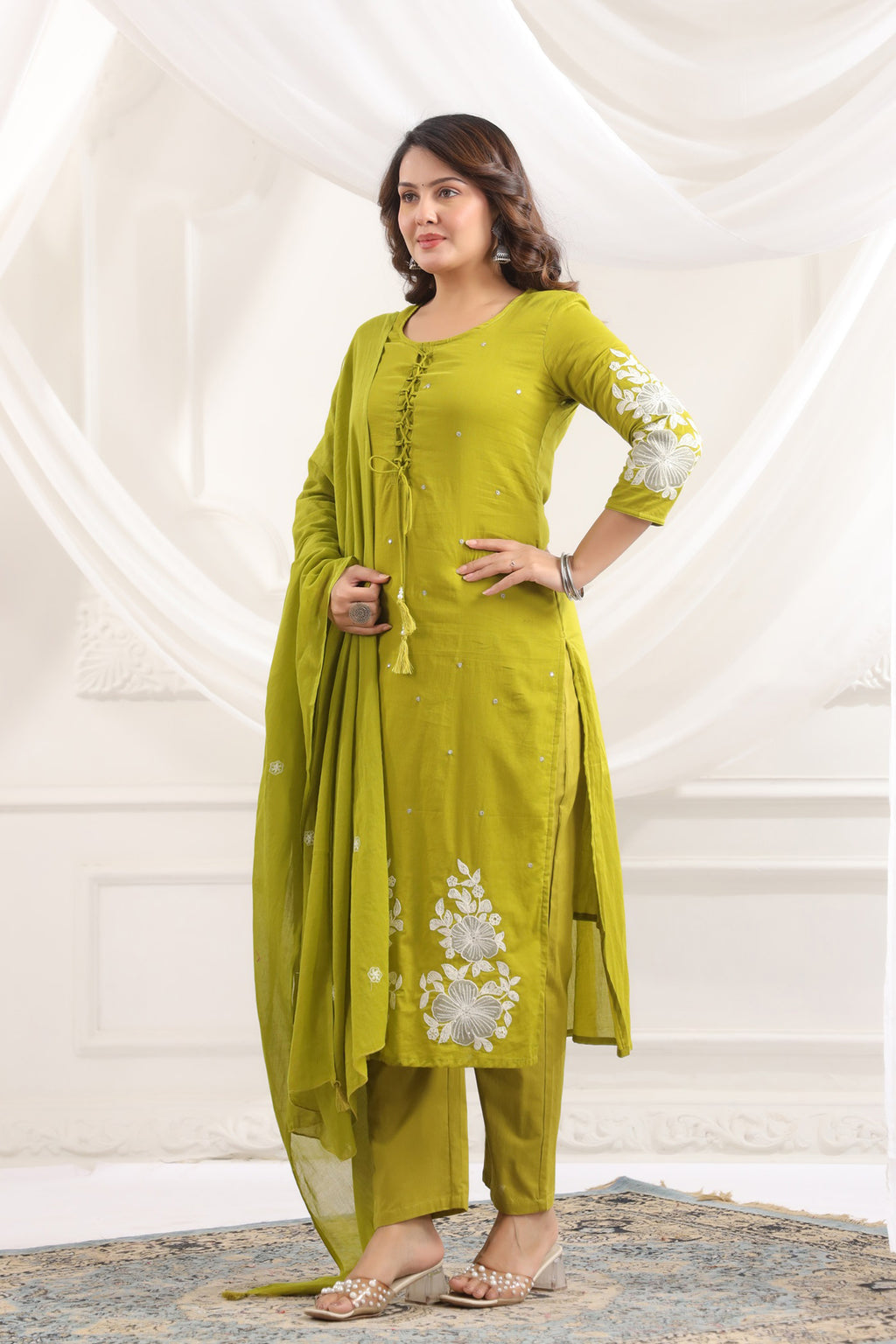 Cotton Embroidered Kurta Set