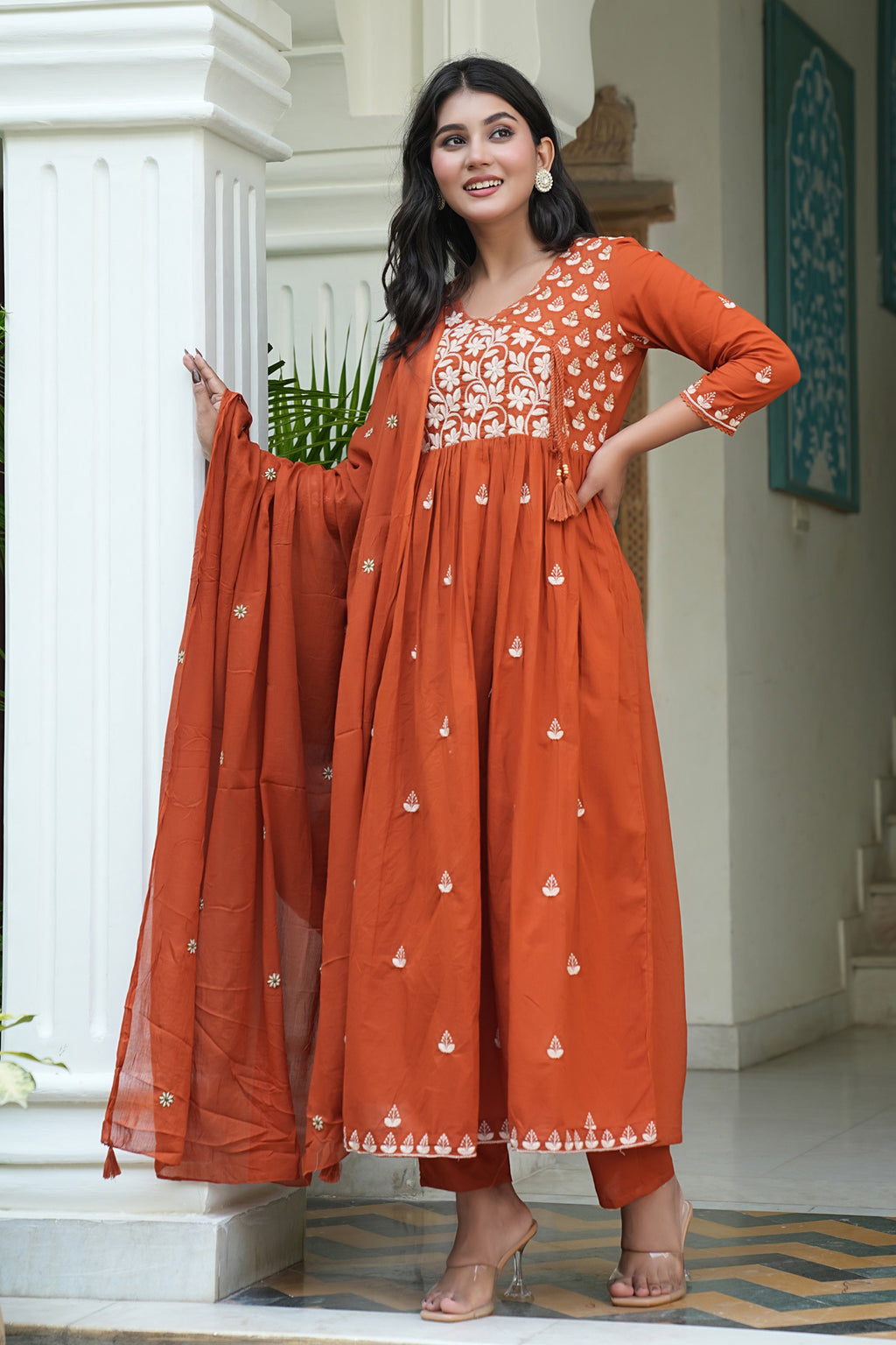 Cotton Embroidered Kurta Set
