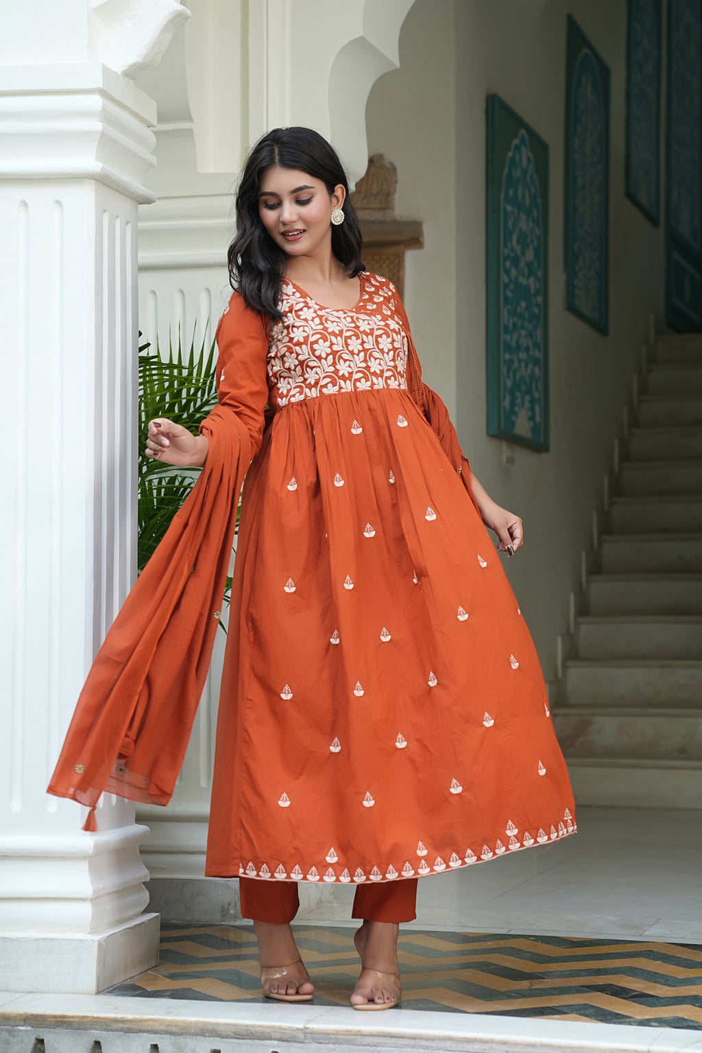 Cotton Embroidered Kurta Set