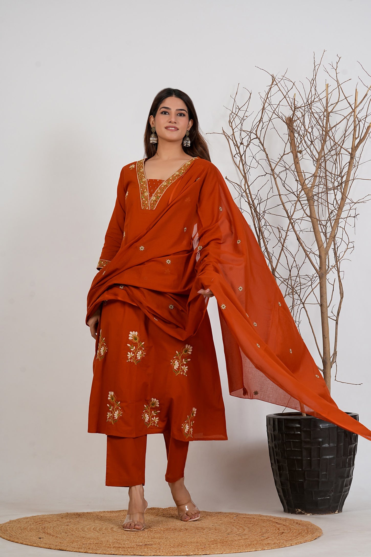 Cotton Embroidered Kurta Set