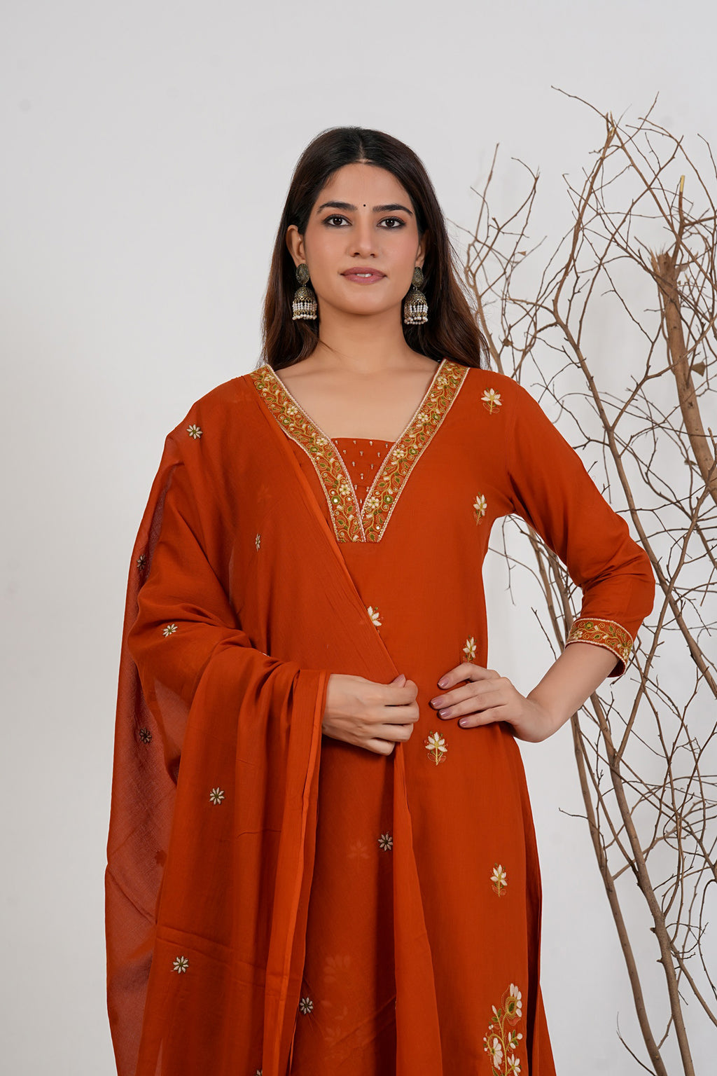 Cotton Embroidered Kurta Set