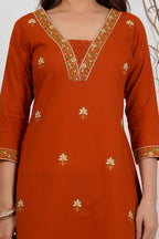 Cotton Embroidered Kurta Set
