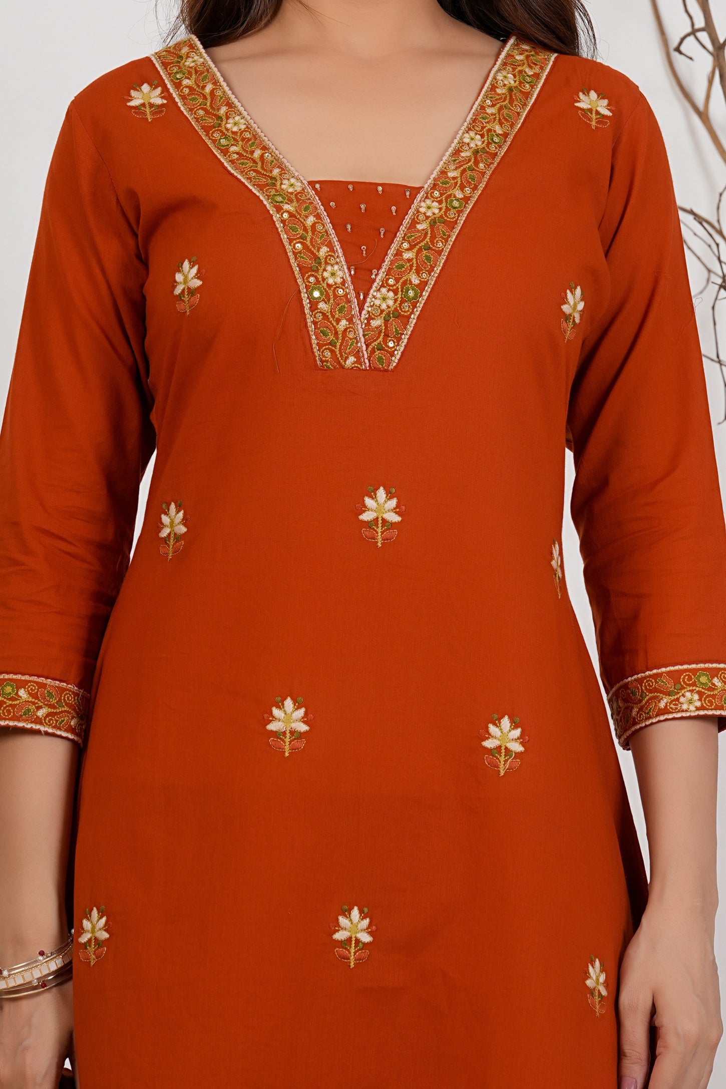 Cotton Embroidered Kurta Set