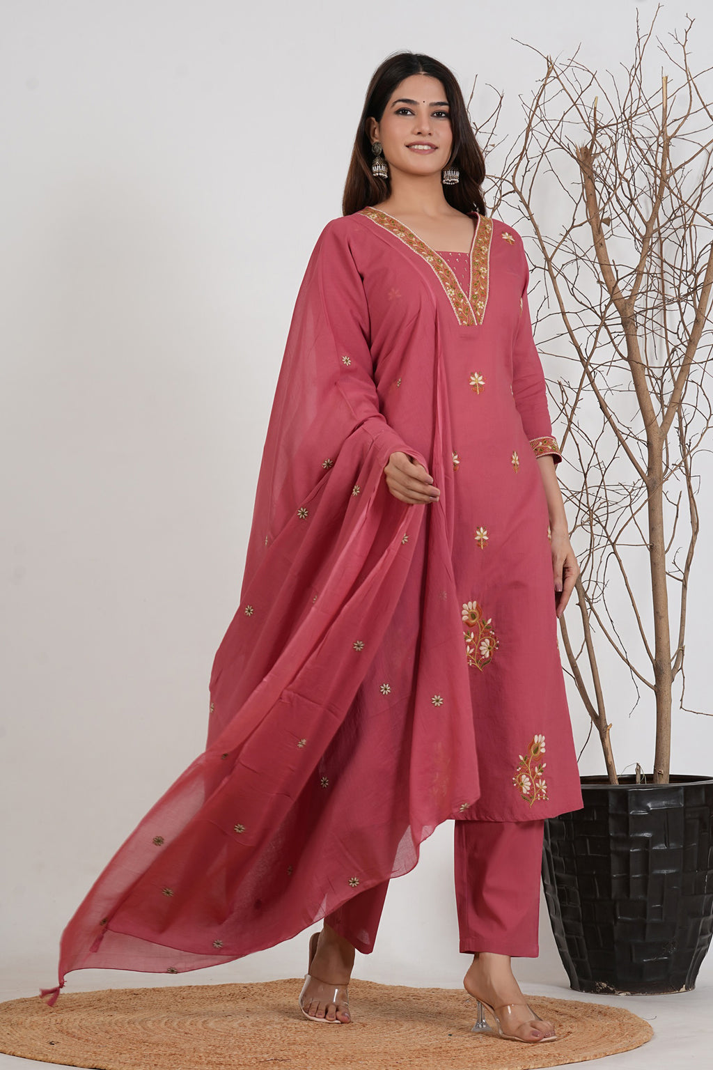 Cotton Embroidered Kurta Set