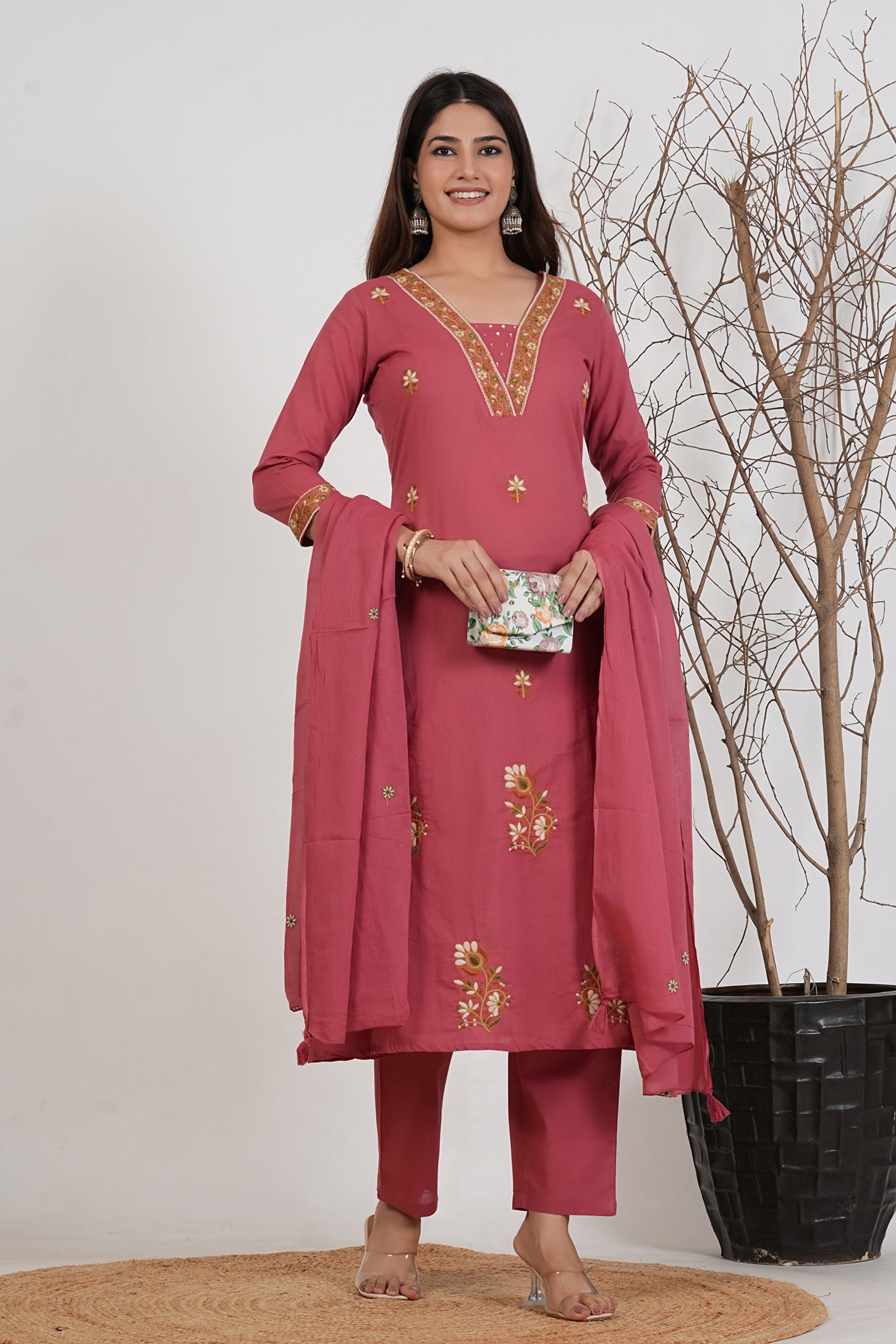 Cotton Embroidered Kurta Set